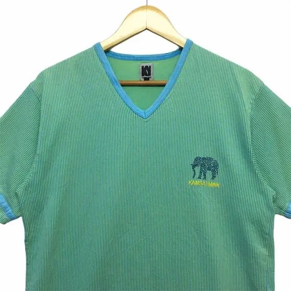 Kansai Yamamoto Vtg 80' KANSAI YAMAMOTO Tiny Elephant V Neck Tee Shirt Size US M / EU 48-50 / 2 - 2 Thumbnail