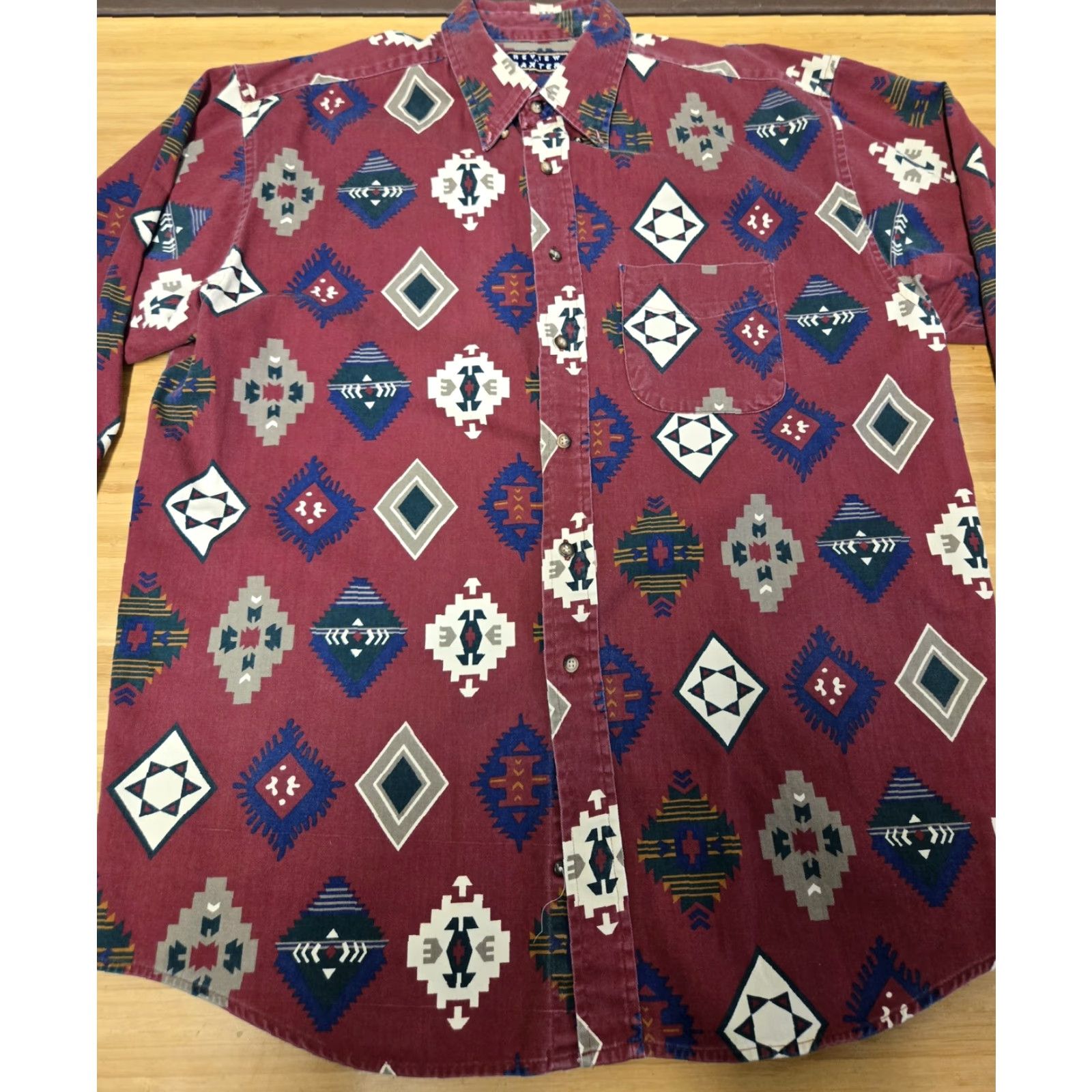 Review VINTAGE Review by Baxter Shirt Mens Large Red Aztec Southwestern Button Up 90s Size US L / EU 52-54 / 3 - 3 Thumbnail