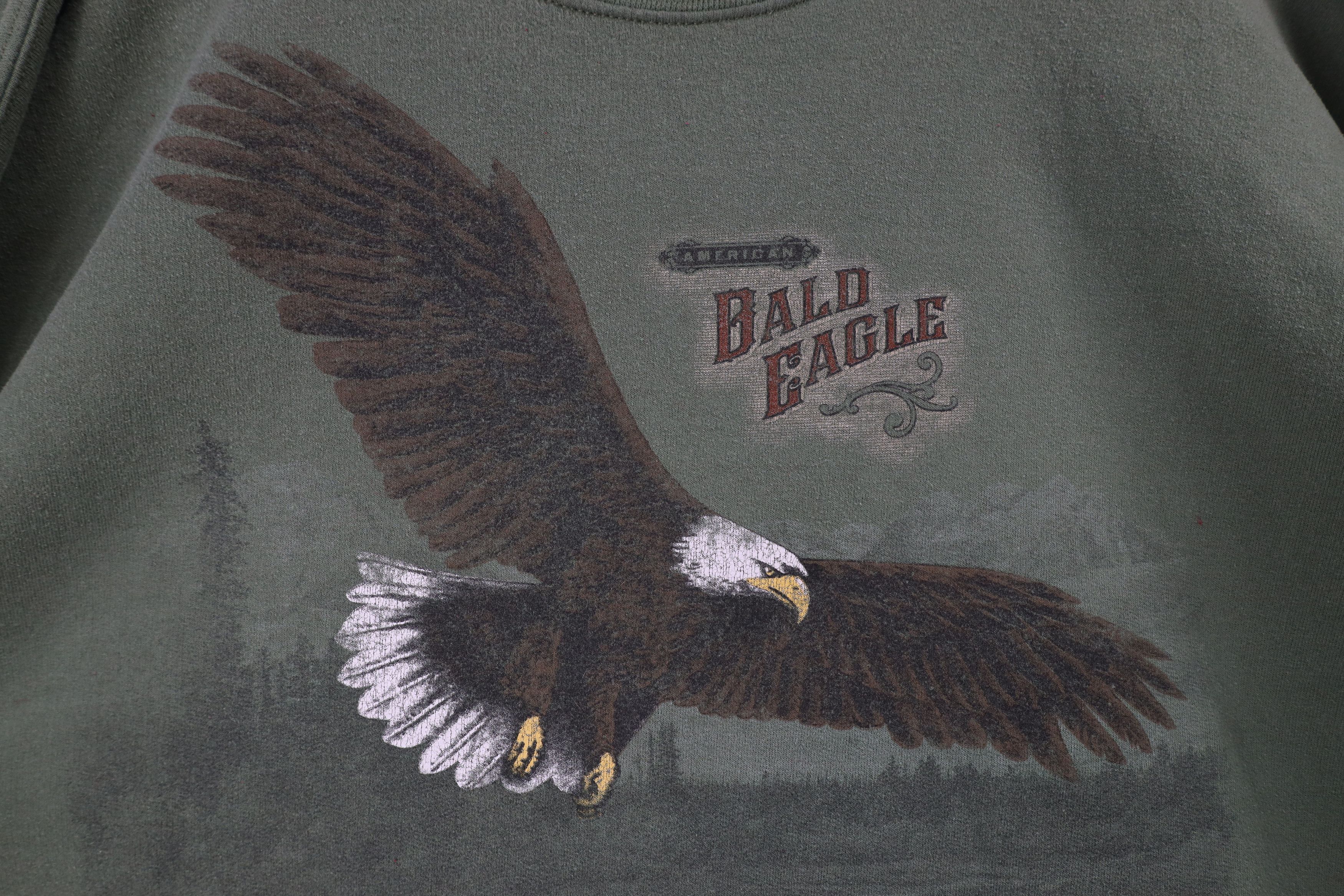 Vintage Vintage 90s Streetwear Bald Eagle Crewneck Sweatshirt Green Size US XXL / EU 58 / 5 - 4 Thumbnail