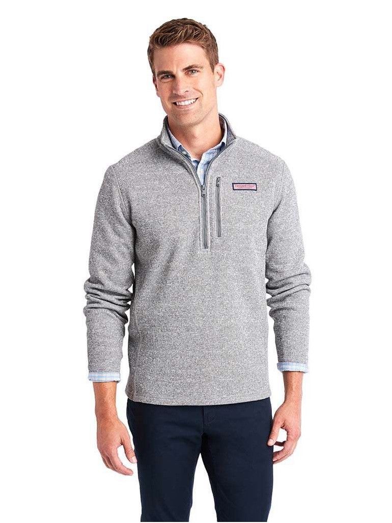 Vineyard Vines Vineyard Vines Men's Light Gray Quarter-Zip Pullover Size US L / EU 52-54 / 3 - 1 Thumbnail