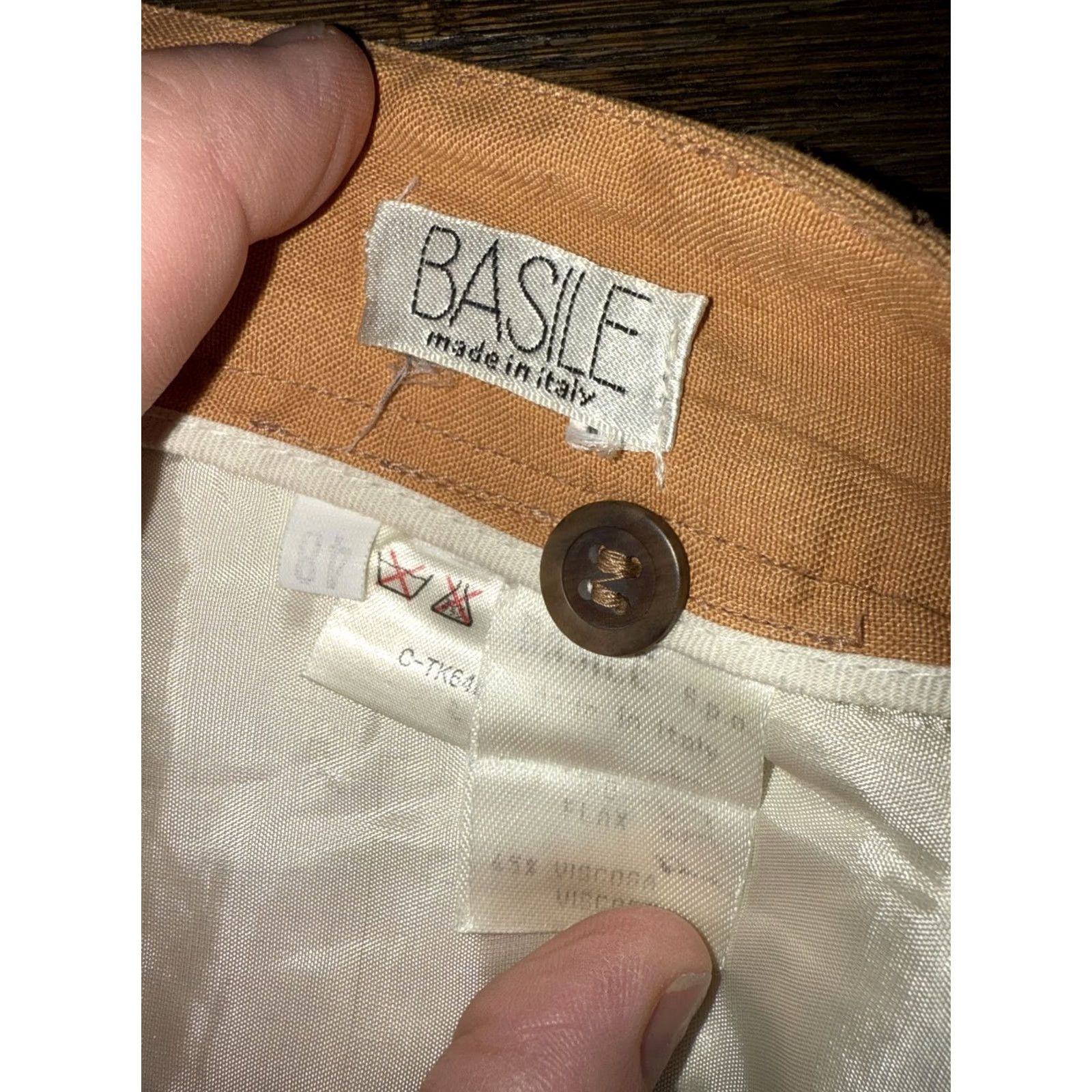 Vintage BASILE Linen Blend Mens Pants ITALY 34x24 Orangish Regular 34 Inseam 24 Pants Mens Casual Linen Blend Clothing Size US 34 / EU 50 - 6 Thumbnail