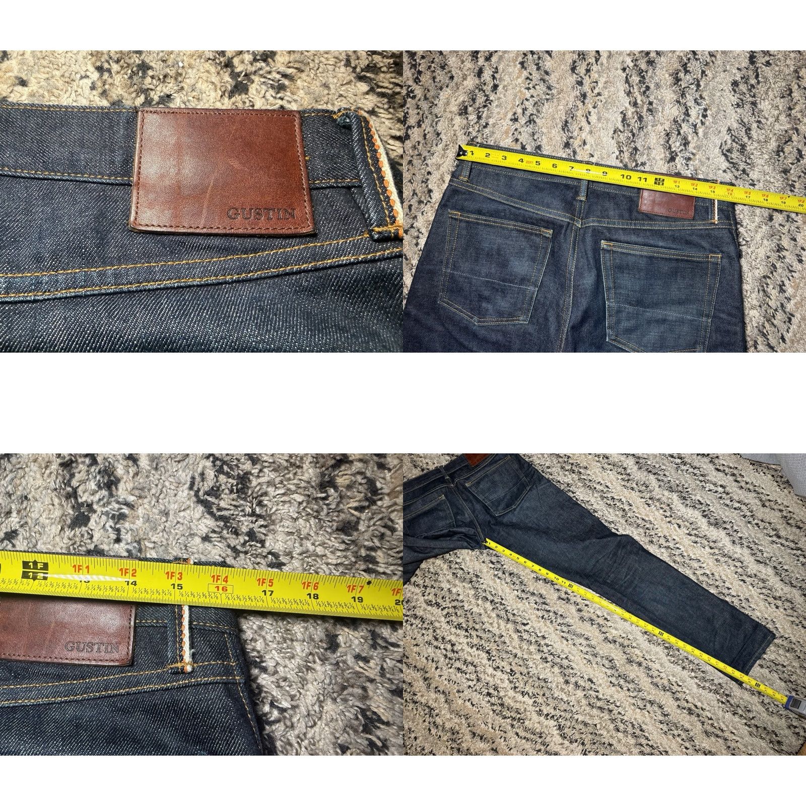 Gustin GUSTIN Jeans 32x34.5 Dark Blue #75 Japanese Selvedge Denim Slim 116699 Mens Regular Blue Size US 32 / EU 48 - 9 Thumbnail