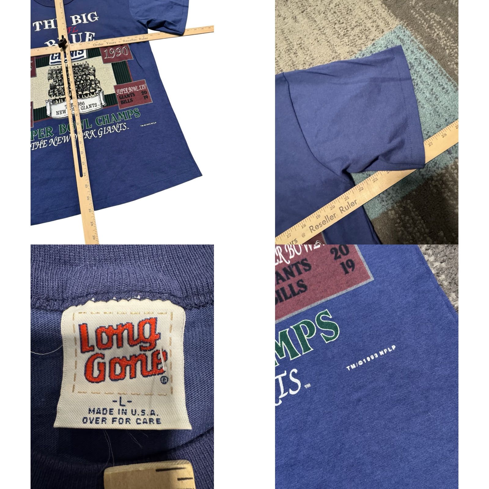 Vintage VINTAGE 90's Long Gone New York Giants Super Bowl Champs Blue T Shirt L USA Made Size US L / EU 52-54 / 3 - 9 Thumbnail