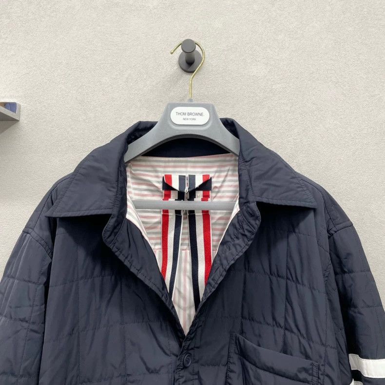 Thom Browne Thom Browne Blue cotton jacket with four stripes Size US L / EU 52-54 / 3 - 3 Thumbnail