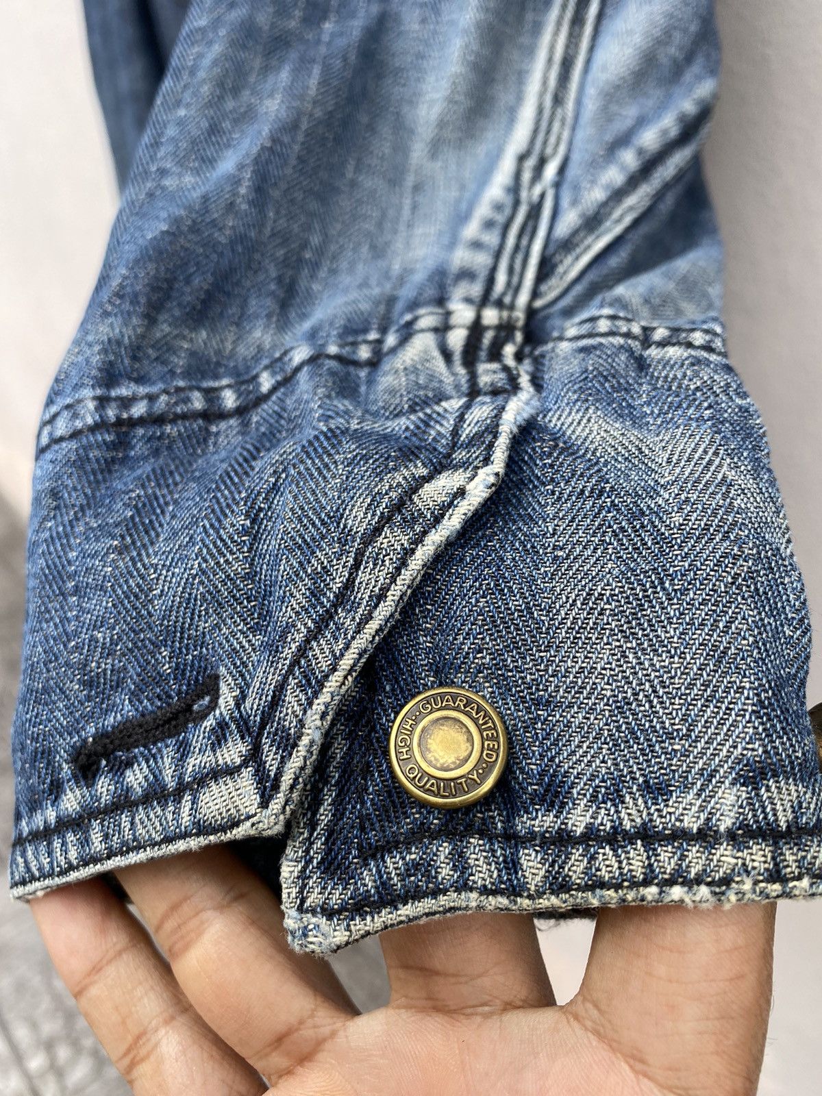 Japanese Brand US NAVAL Herring Bone Twill Faded Indigo Chore USN Jacket Size US M / EU 48-50 / 2 - 10 Thumbnail
