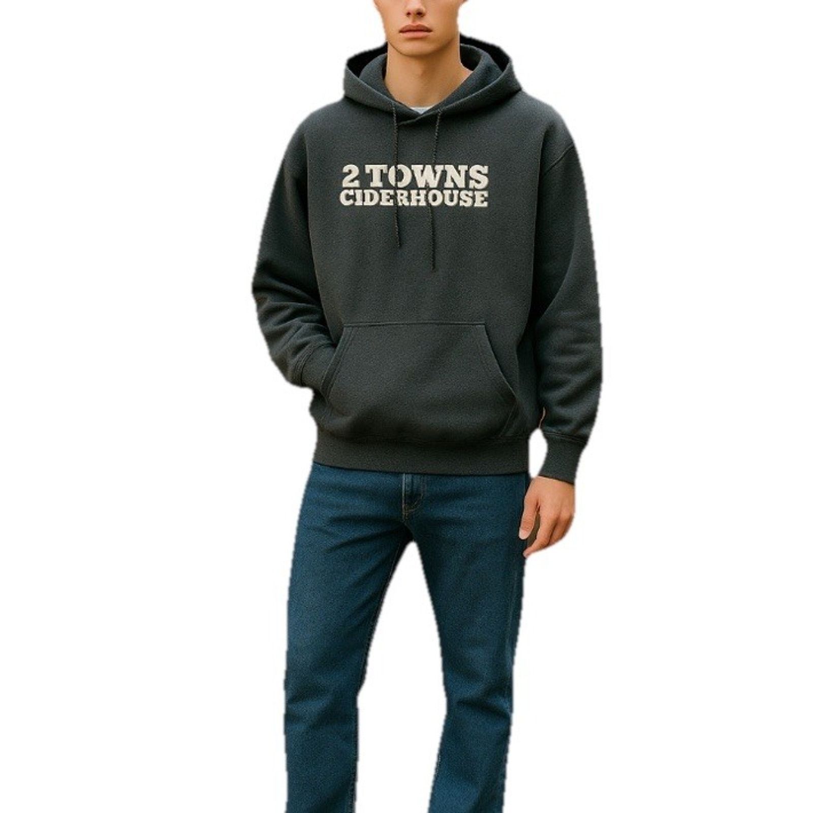 Hanes 2 Towns Ciderhouse Beer Drawstring Hoodie HANES Men's Gray S Size US S / EU 44-46 / 1 - 2 Thumbnail
