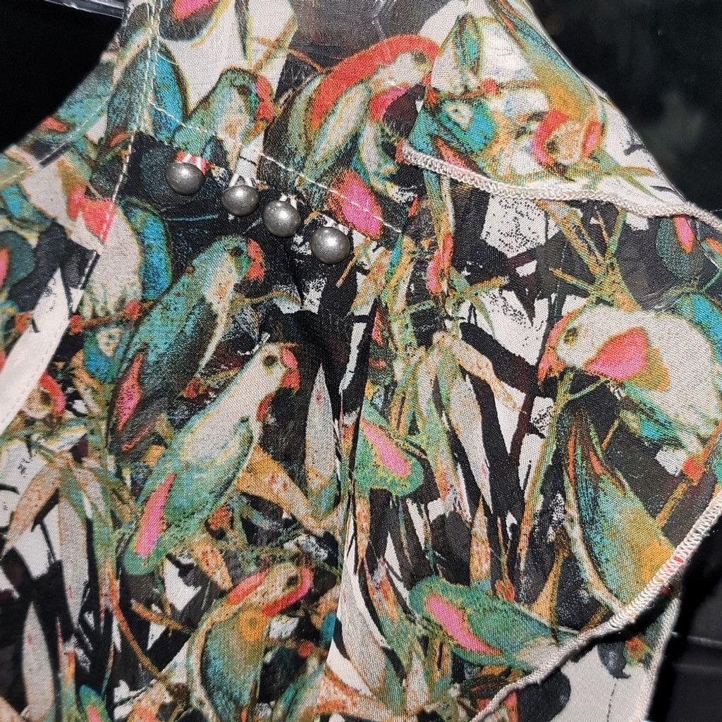 Other BELLE du JOUR Sheer Ruffle Colorful Tropical Parakeets Dress Size M / US 6-8 / IT 42-44 - 7 Thumbnail