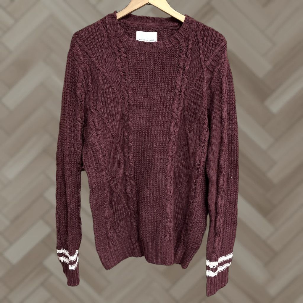 American Eagle Outfitters American Eagle Womens Sweatshirt Knitted Pullover Maroon Tall Large Size L / US 10 / IT 46 - 1 Thumbnail
