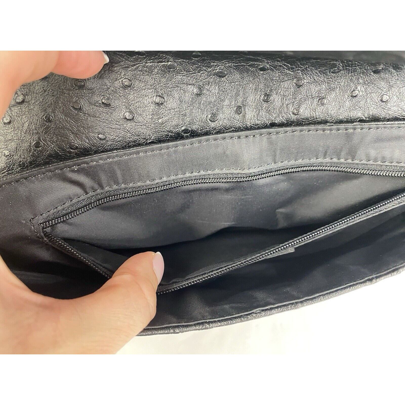 Tommy Hilfiger VTG Tommy Hilfiger Black Ostrich Leather Small Shoulder Bag Size ONE SIZE - 12 Thumbnail