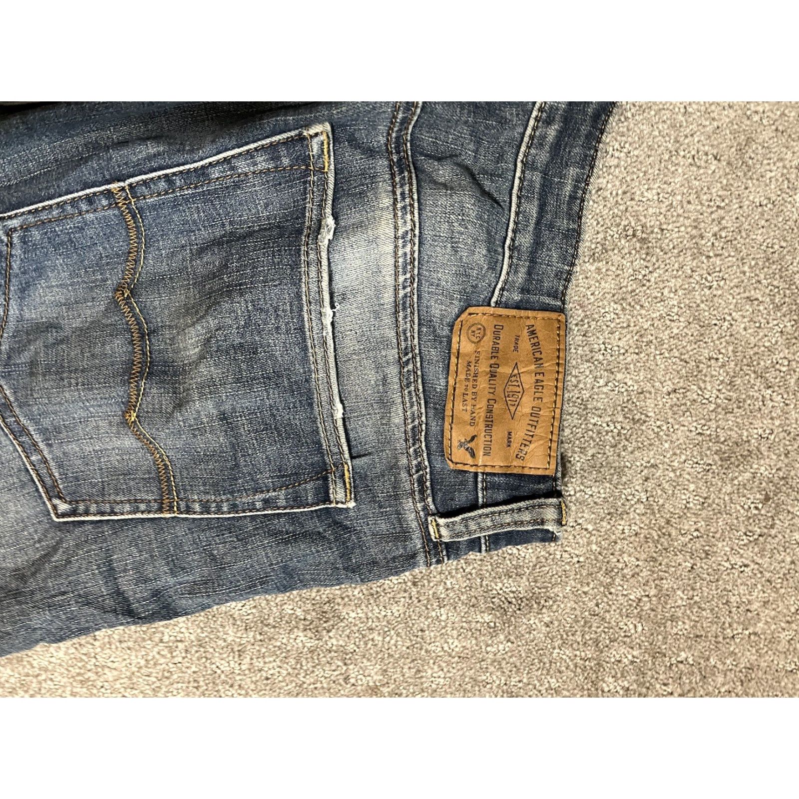 American Eagle Outfitters American Eagle Outfitters Jeans Mens Slim Straight 38x32 Blue Denim 360 Extreme Flex, 5-Pocket, Distressed, Stretch, Regular Size Size US 38 / EU 54 - 3 Thumbnail