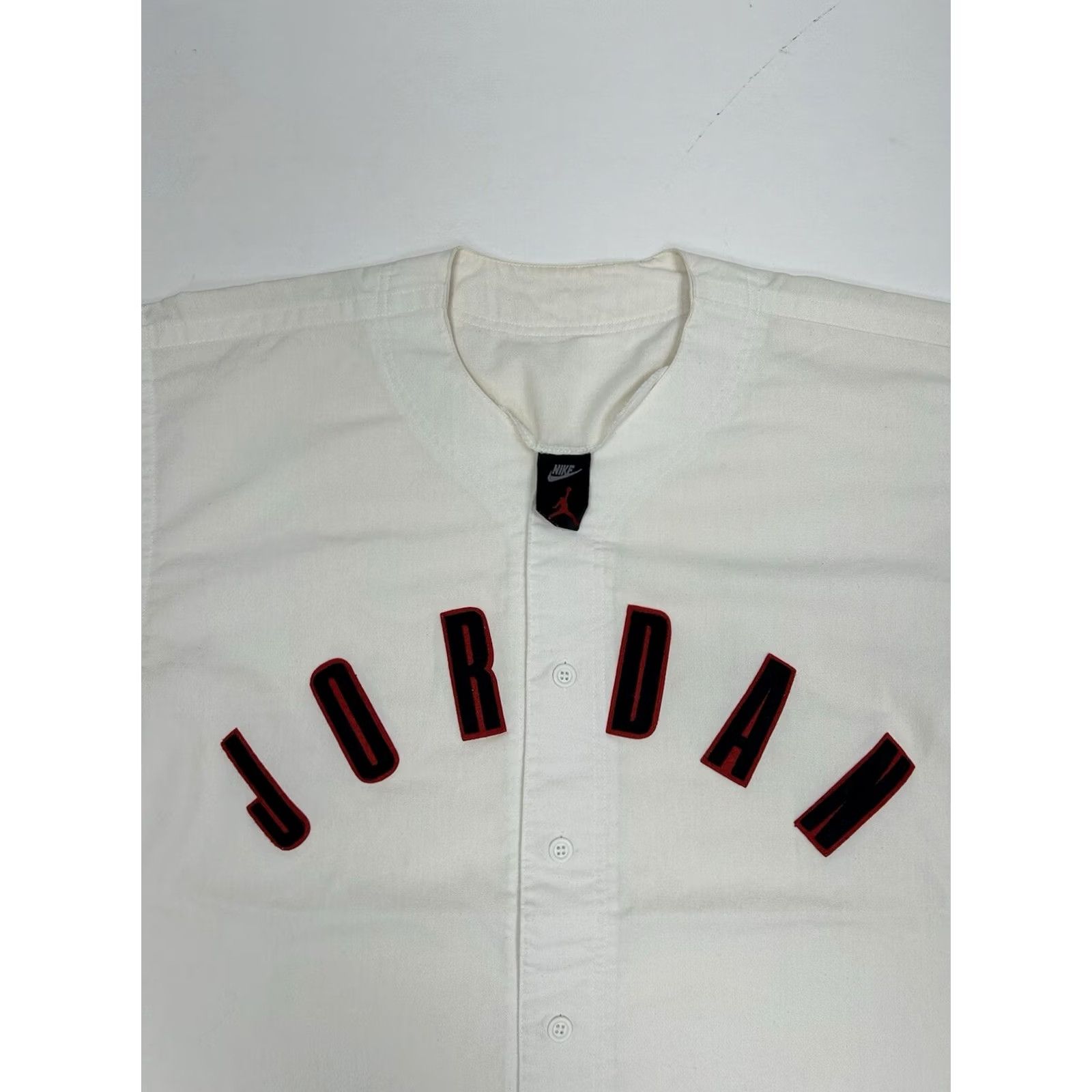 Nike VINTAGE Nike Air Jordan Baseball Jersey White XL 1991 Spellout Logo 90s Mens Size US XL / EU 56 / 4 - 3 Thumbnail
