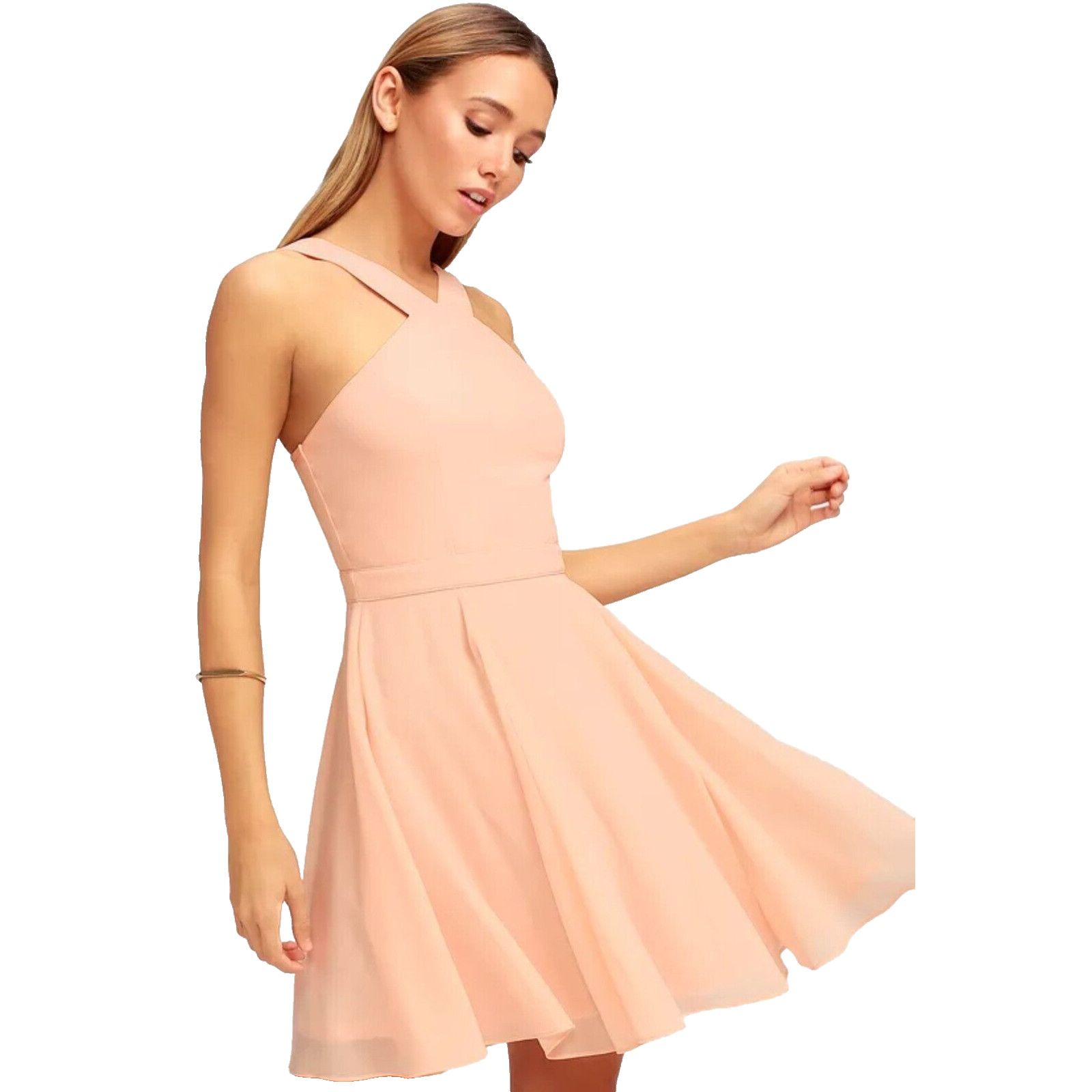 Zara Lulus David's Bridal High Neck Formal Bridesmaid Dress Pink Size S / US 4 / IT 40 - 2 Thumbnail