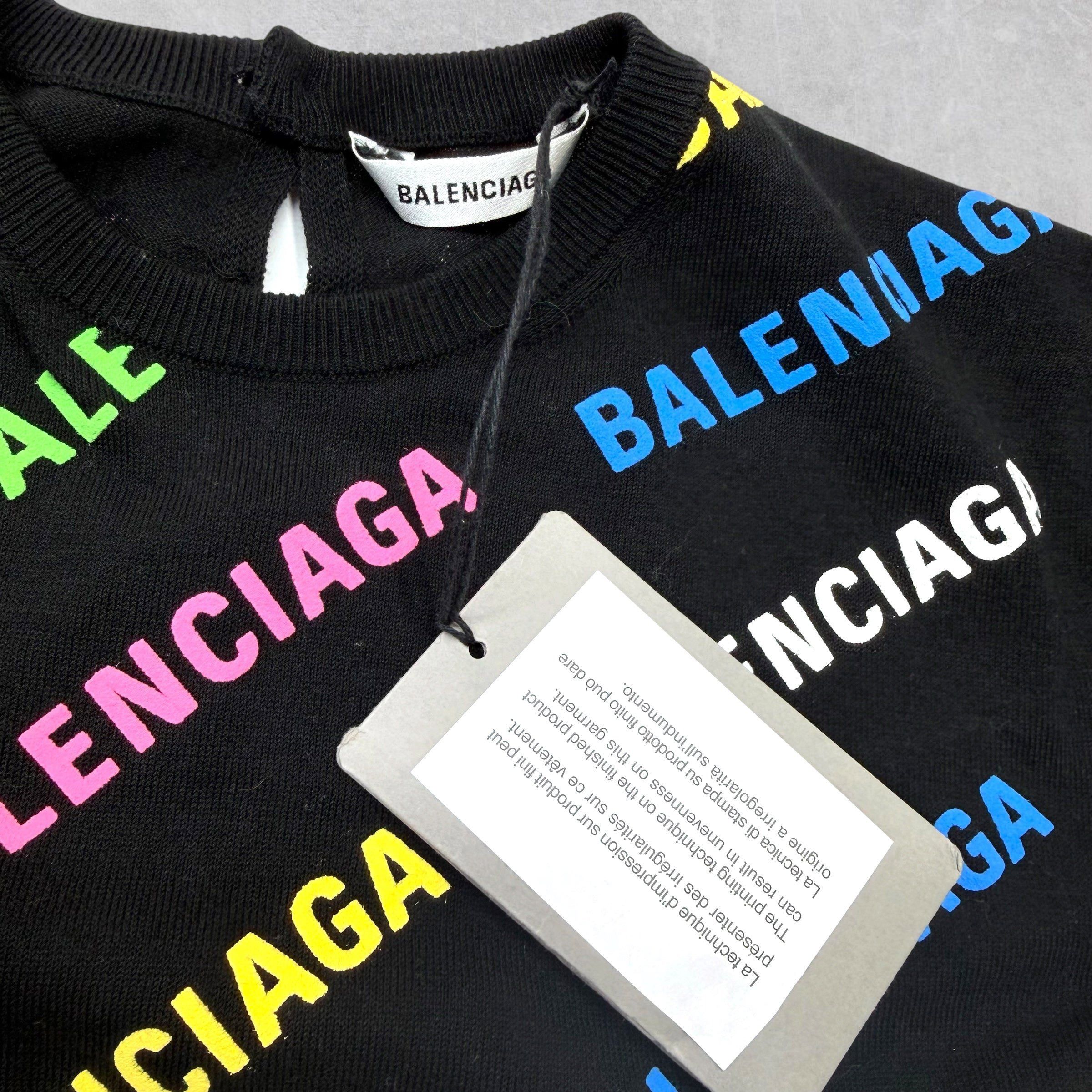 Balenciaga Balenciaga Women's Multicolor Logo Cropped Sweater S Size S / US 4 / IT 40 - 4 Thumbnail