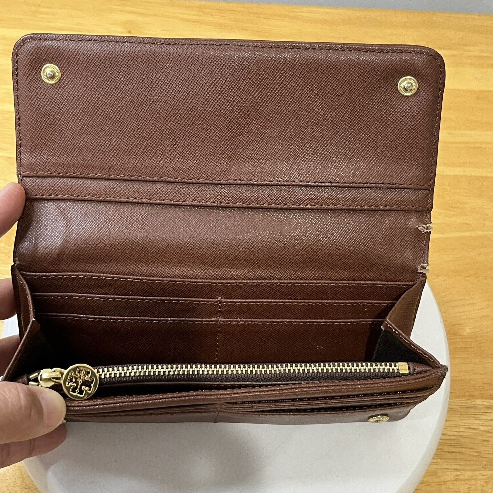 Tory Burch Tory Burch Zip Continental Wallet Brown logo card holder Size ONE SIZE - 3 Thumbnail