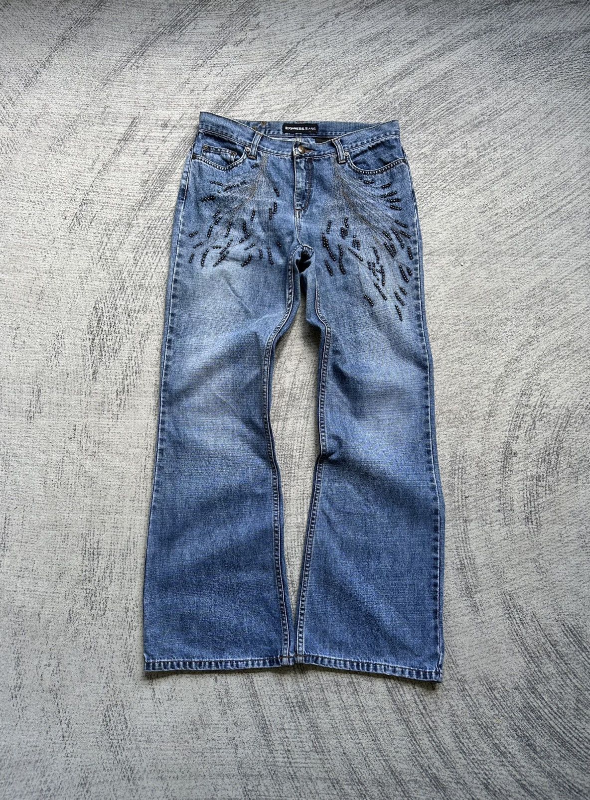 Express Vintage Express Stud Flare Jeans Size US 32 / EU 48 - 1 Thumbnail