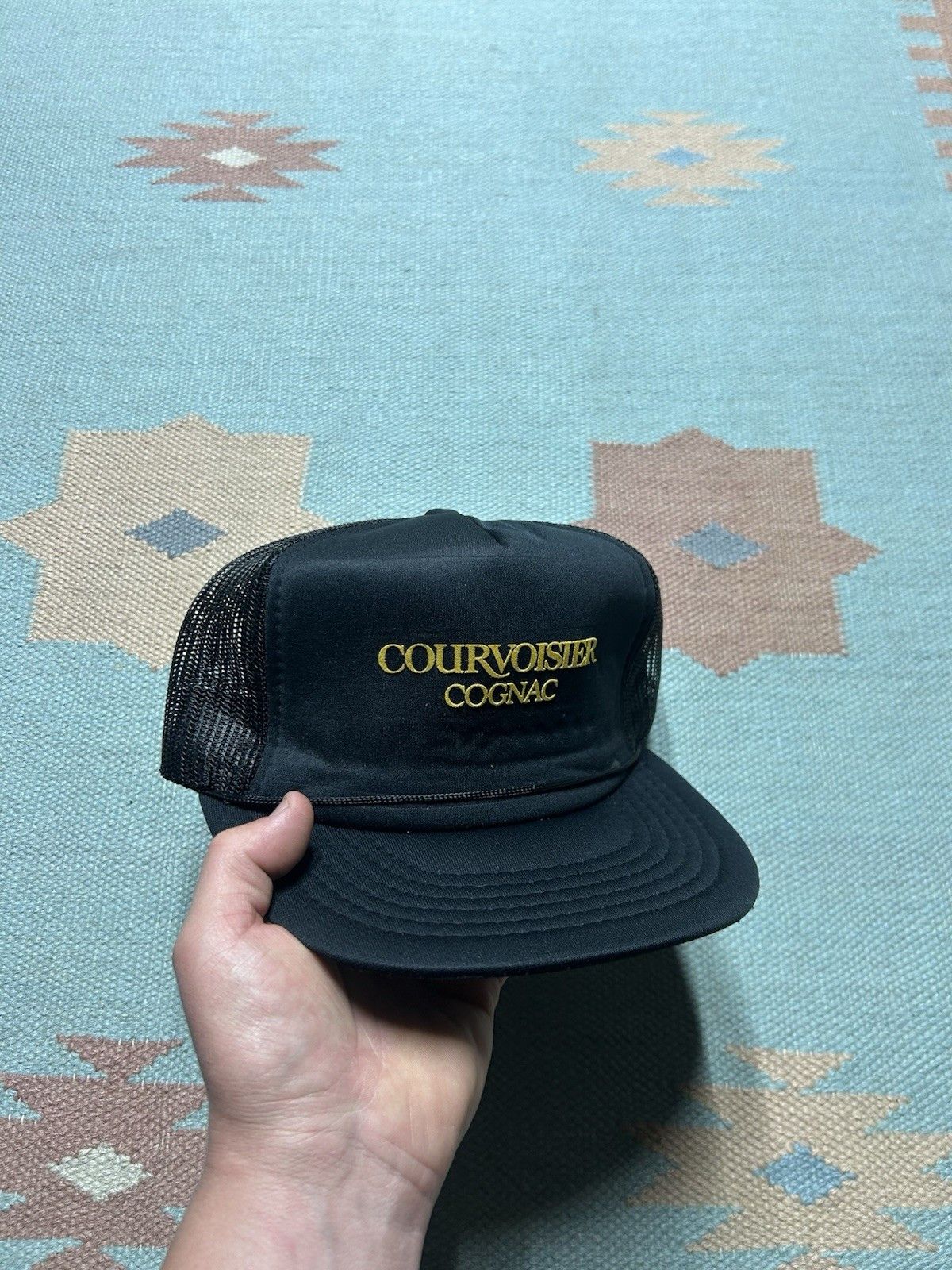 Vintage Vtg trucker hat mesh Courvoisier Cognac liquor black snap Size ONE SIZE - 1 Thumbnail