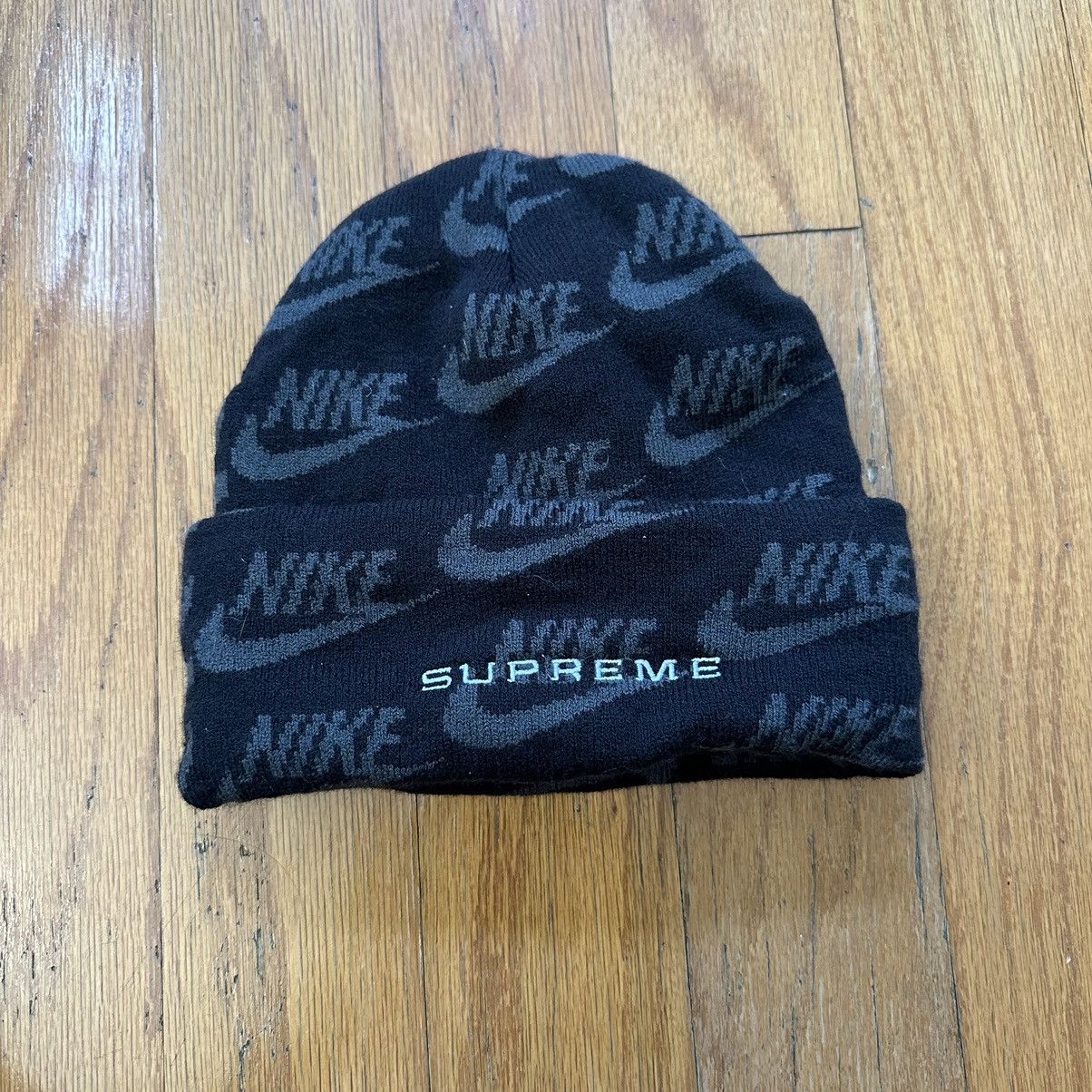 Nike Supreme Supreme x Nike Jacquard Logo Beanie Black Grailed