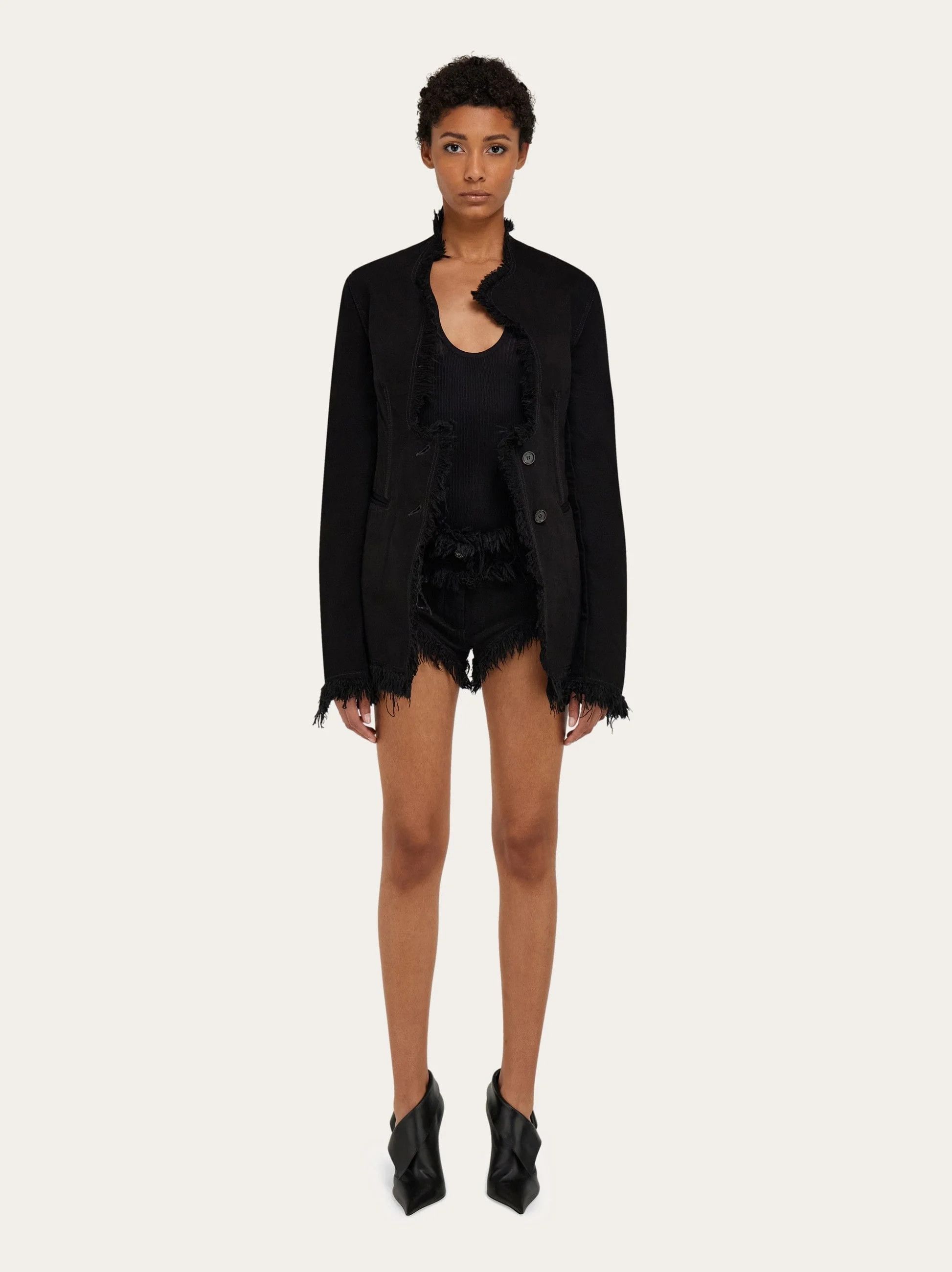 Salvatore Ferragamo o1s1rm0526 Fringed Blazer in Black Size XS / US 0-2 / IT 36-38 - 7 Thumbnail