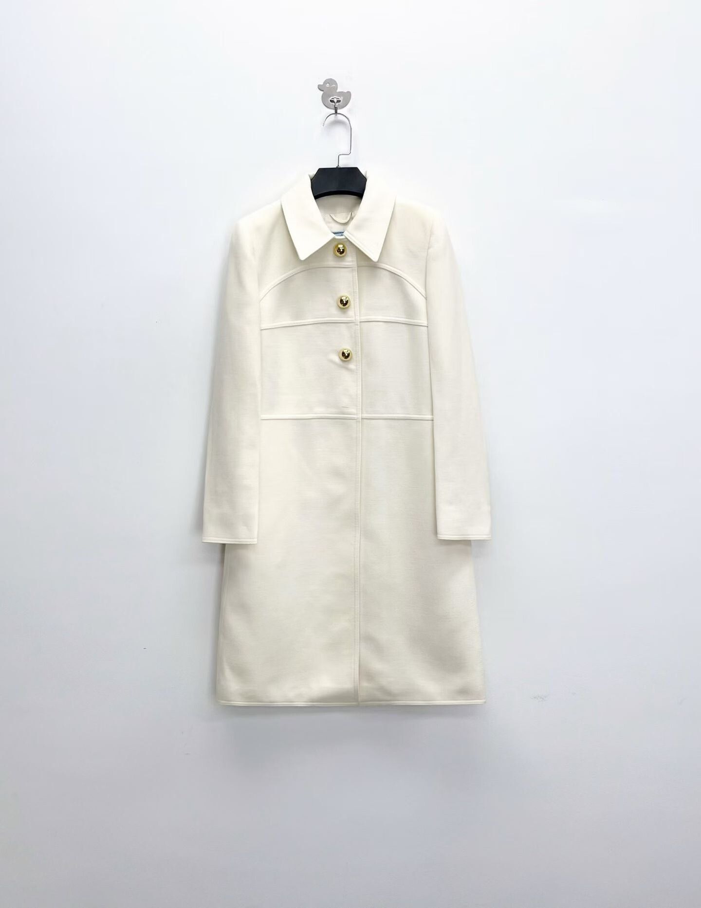 Prada Prada Beige Gold Button Wool Coat Size S / US 4 / IT 40 - 1 Thumbnail