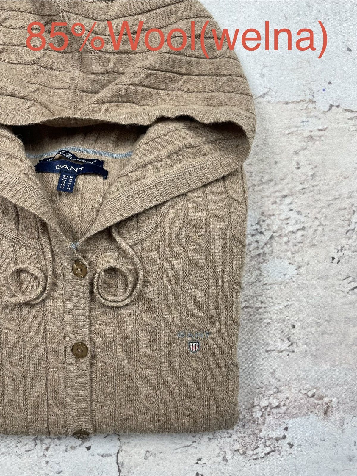 Gant GANT M – Cable Knit Wool Zip Hoodie, Old Money Classic Size M / US 6-8 / IT 42-44 - 1 Thumbnail