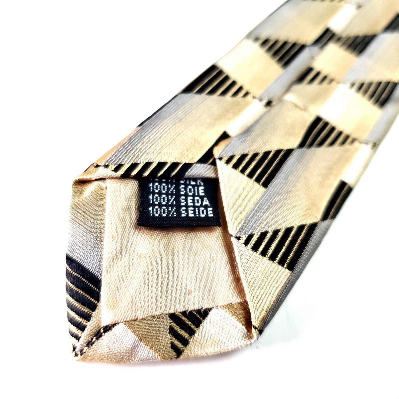 Vintage Pavone Silk Tie Woven Yellow Brown Italy Size ONE SIZE - 5 Thumbnail