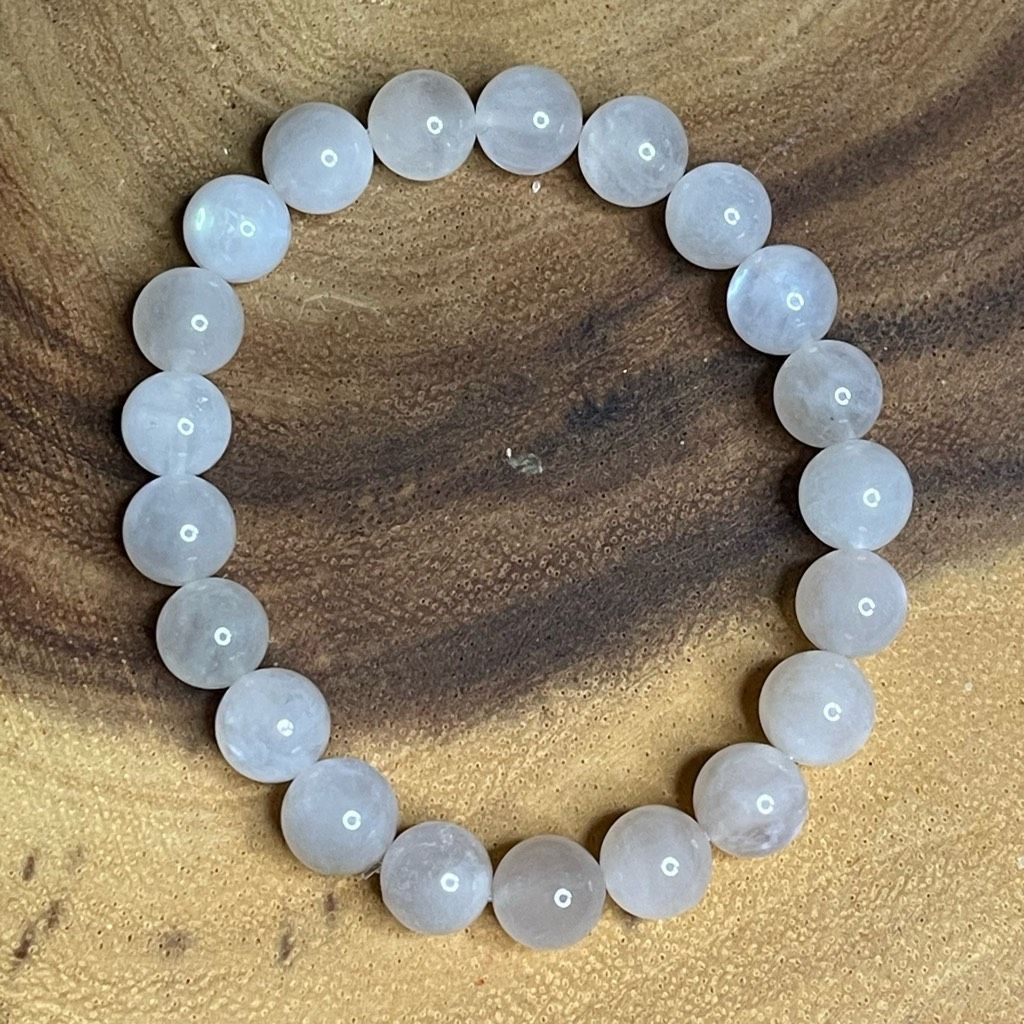 Other White Moonstone beaded bracelet 7” crystal healing beads 8mm Size ONE SIZE - 4 Thumbnail