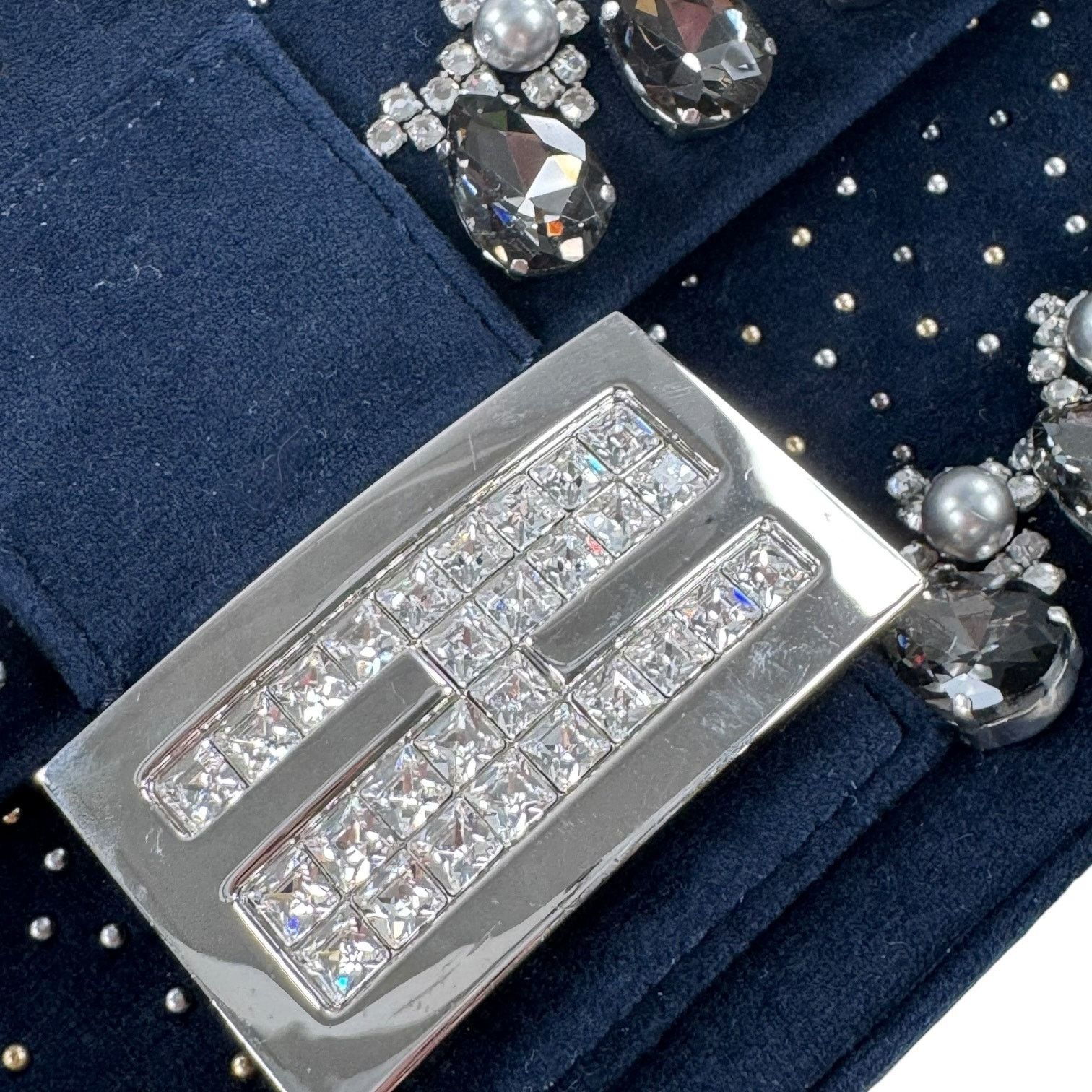 Fendi Fendi Midnight Velvet Crystal Embellished Baguette Size ONE SIZE - 13 Thumbnail