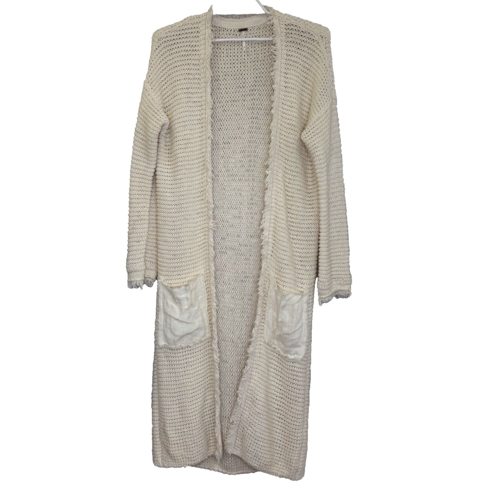 Free People Free People Woodstock Long Knit Sweater Cardigan Ivory Fringe Duster Boho Women’s Small Long Sleeve Open Front Size S / US 4 / IT 40 - 2 Thumbnail