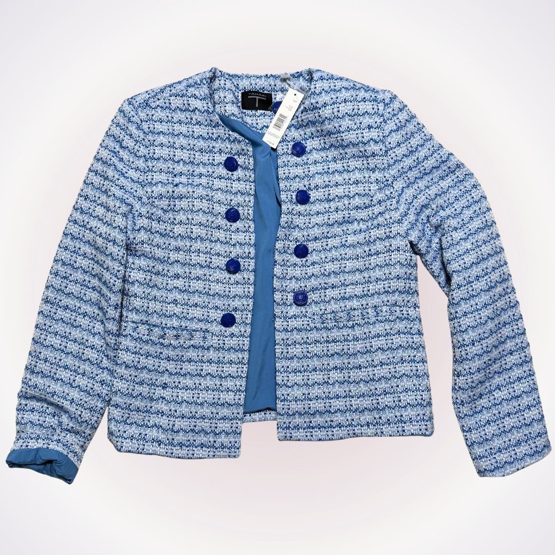 Elie Tahari Tahari Blue Tweed Jacket | Sz S/P Size S / US 4 / IT 40 - 1 Thumbnail