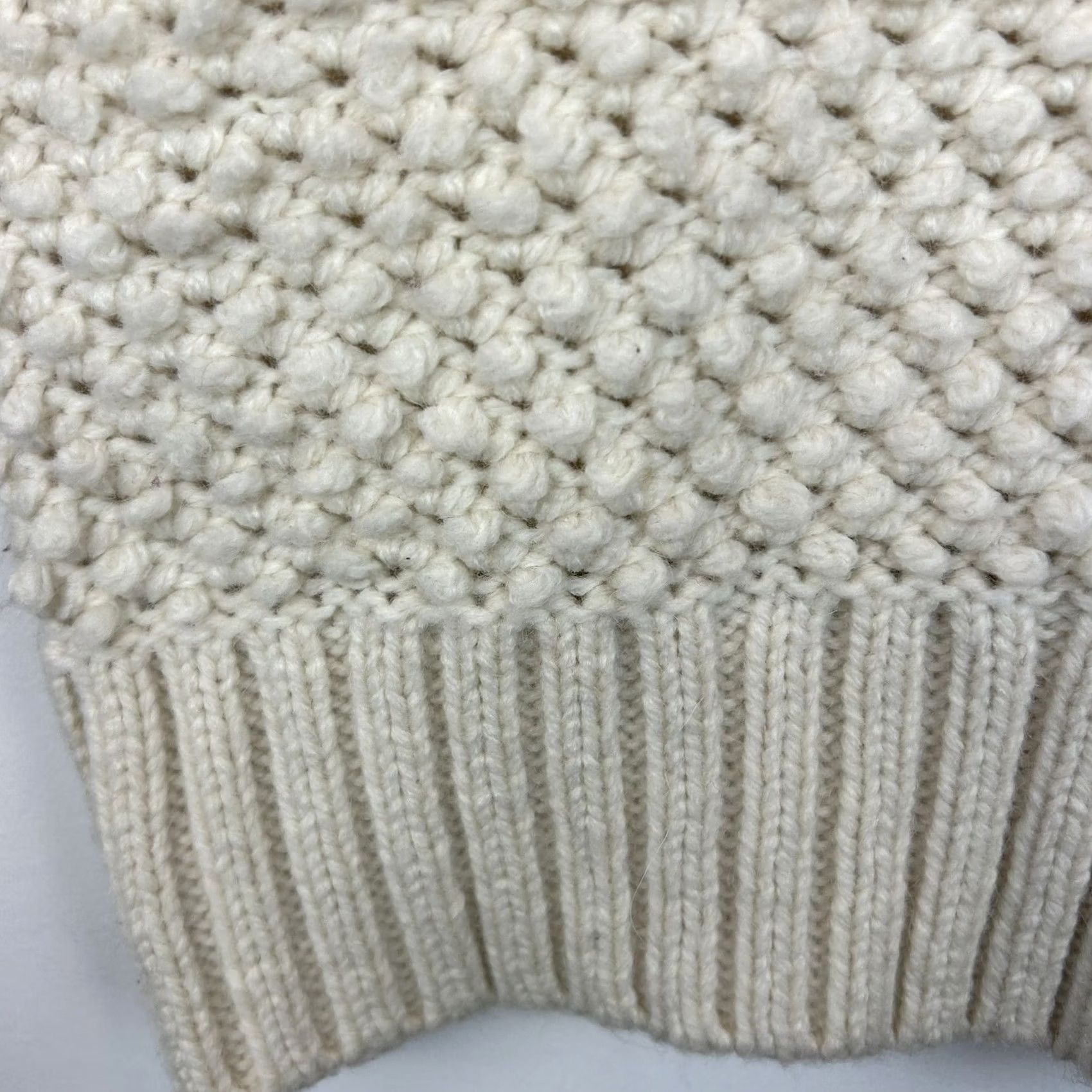 Vintage American Eagle Sweater Womens XS Oversized Knit Pullover Ivory Acrylic Wool Fisherman Casual Crew Neck Long Sleeve Solid Modern Capsule Size XS / US 0-2 / IT 36-38 - 4 Thumbnail
