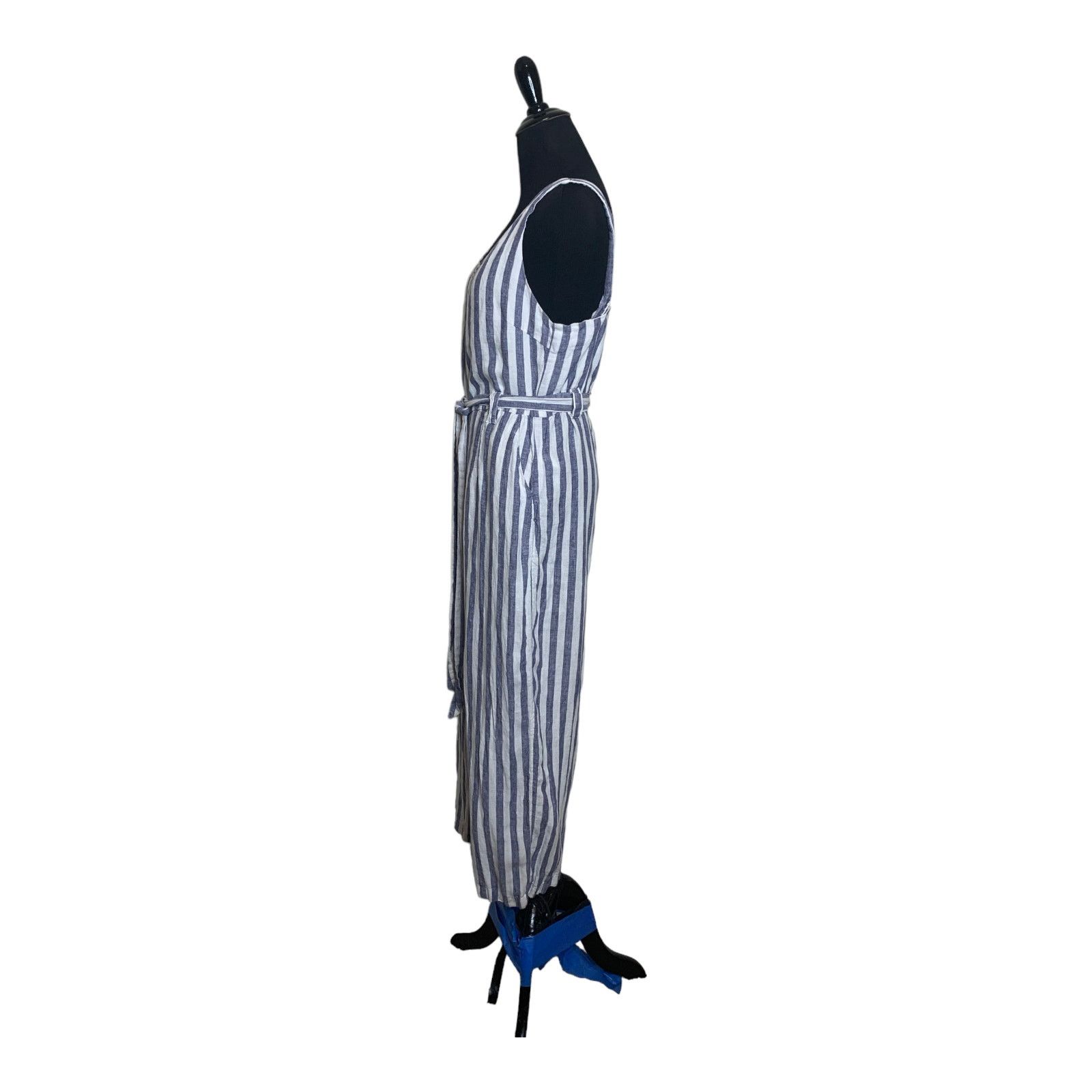 Rachel Zoe RACHEL ZOE Blue Linen Striped cropped Jumpsuit size 4 Size 27" / US 4 / IT 40 - 11 Thumbnail