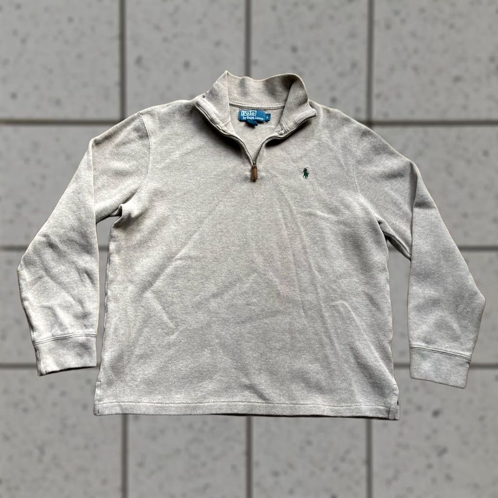 Polo Ralph Lauren VINTAGE Polo Ralph Lauren 1/4 Zip Sweater Mens Large Beige Cotton Preppy Size US L / EU 52-54 / 3 - 1 Thumbnail
