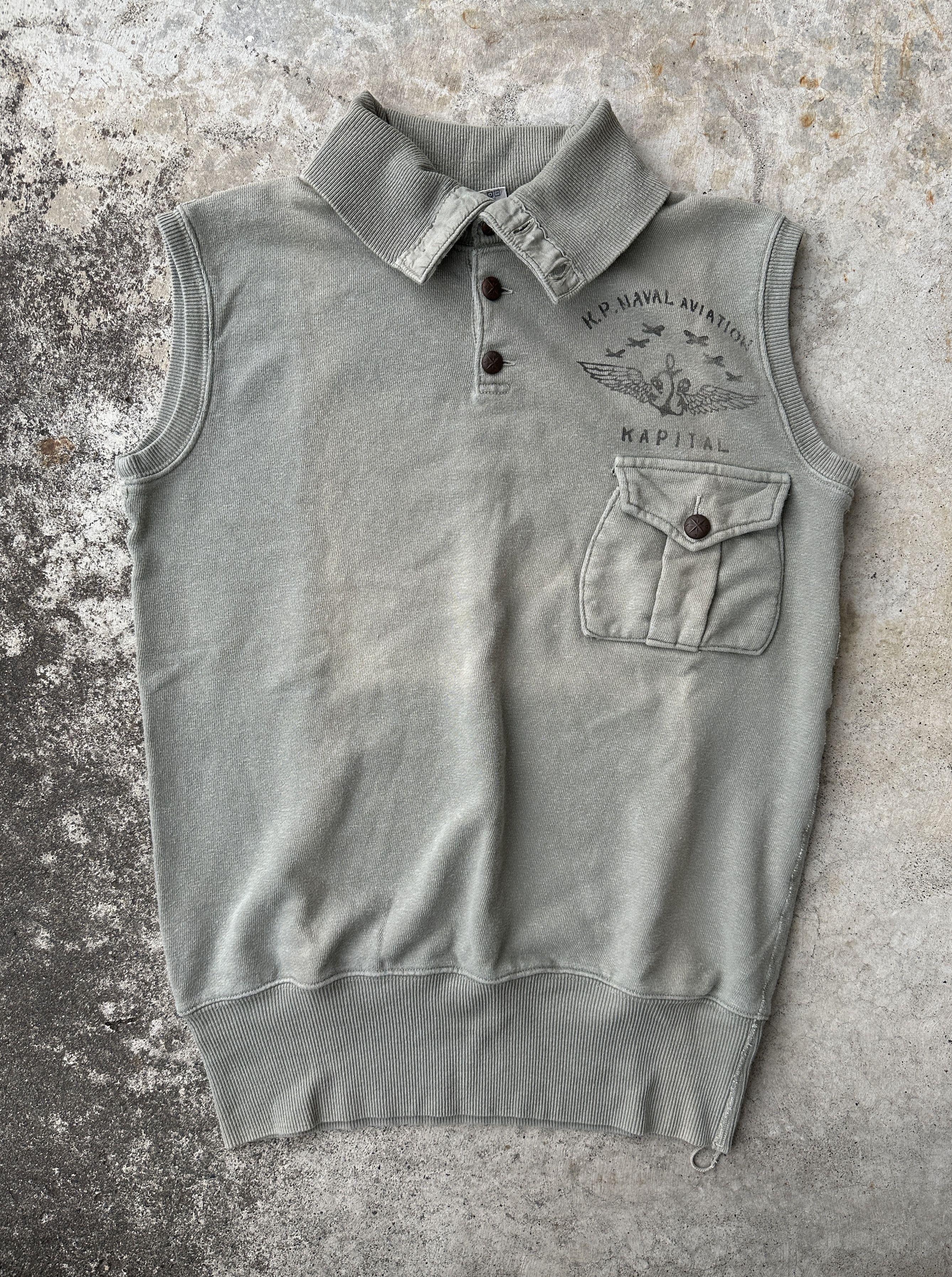 Kapital Kapital Stenciled US Army USAF Military vest polo quater zip Size US M / EU 48-50 / 2 - 2 Thumbnail