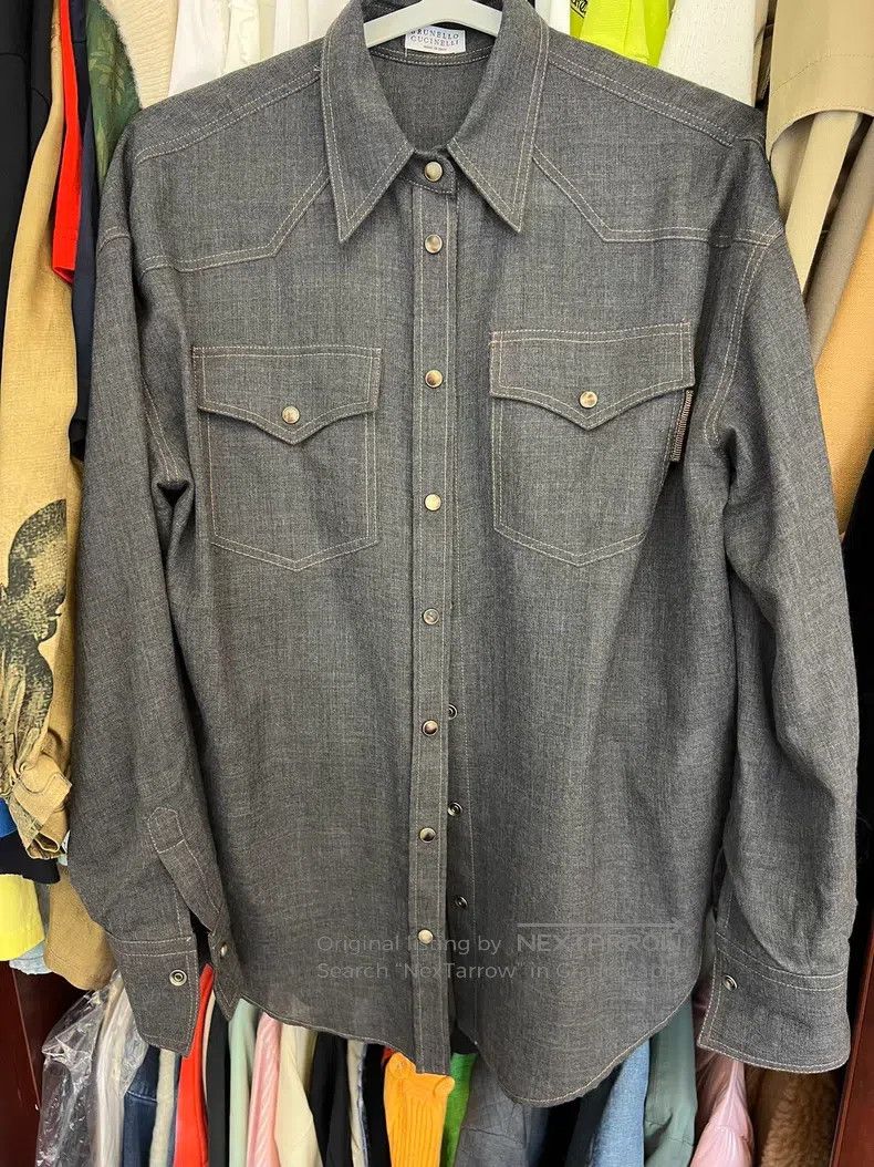 Brunello Cucinelli Brunello Cucinelli Dark Gray Mixed with Gold and Silver Th Size S / US 4 / IT 40 - 1 Thumbnail