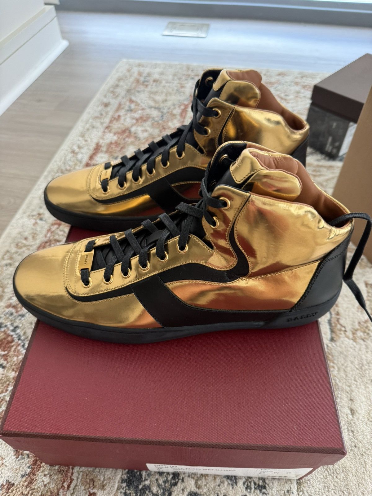 Bally Bally Gold Calf Plain Metallized Hi Tops Size US 12 / EU 45 - 7 Thumbnail