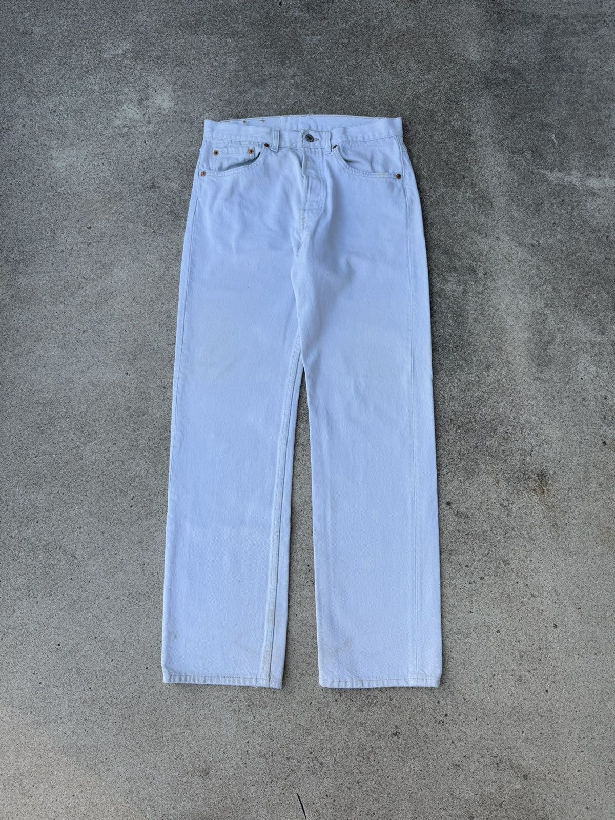 Levi's × Vintage Vtg 90’s Levi’s 501xx Buttonfly Straight White Jeans 30x30 Size US 30 / EU 46 - 1 Thumbnail