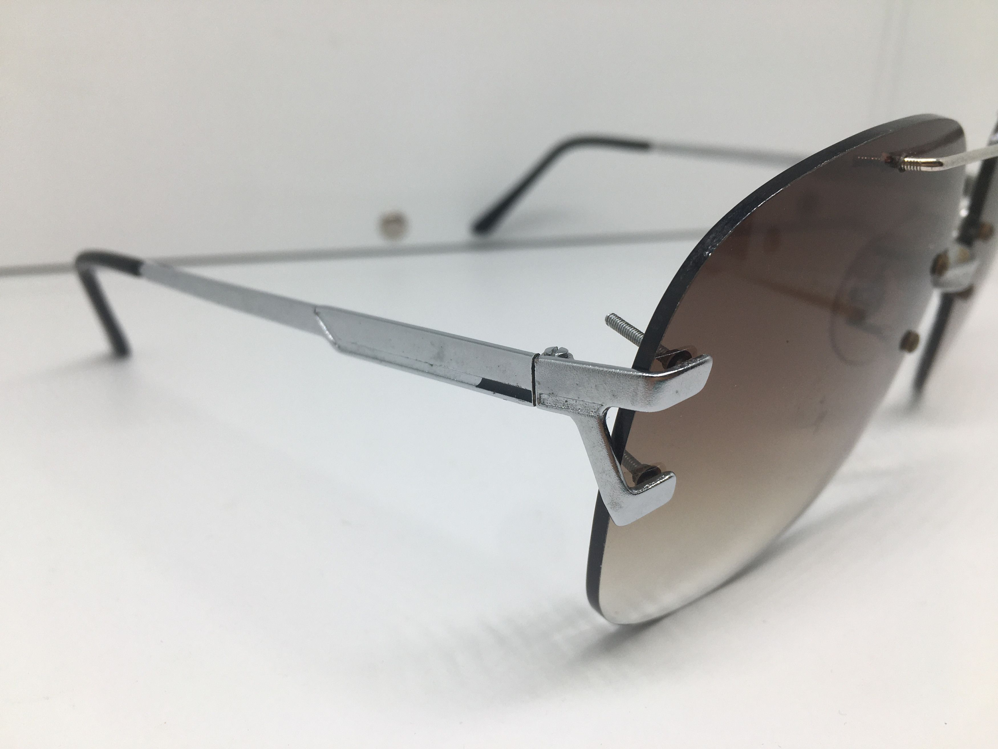 Vintage Vintage 70s Silver Rimless Avitor Sunglasses Frame Italy Size ONE SIZE - 1 Thumbnail