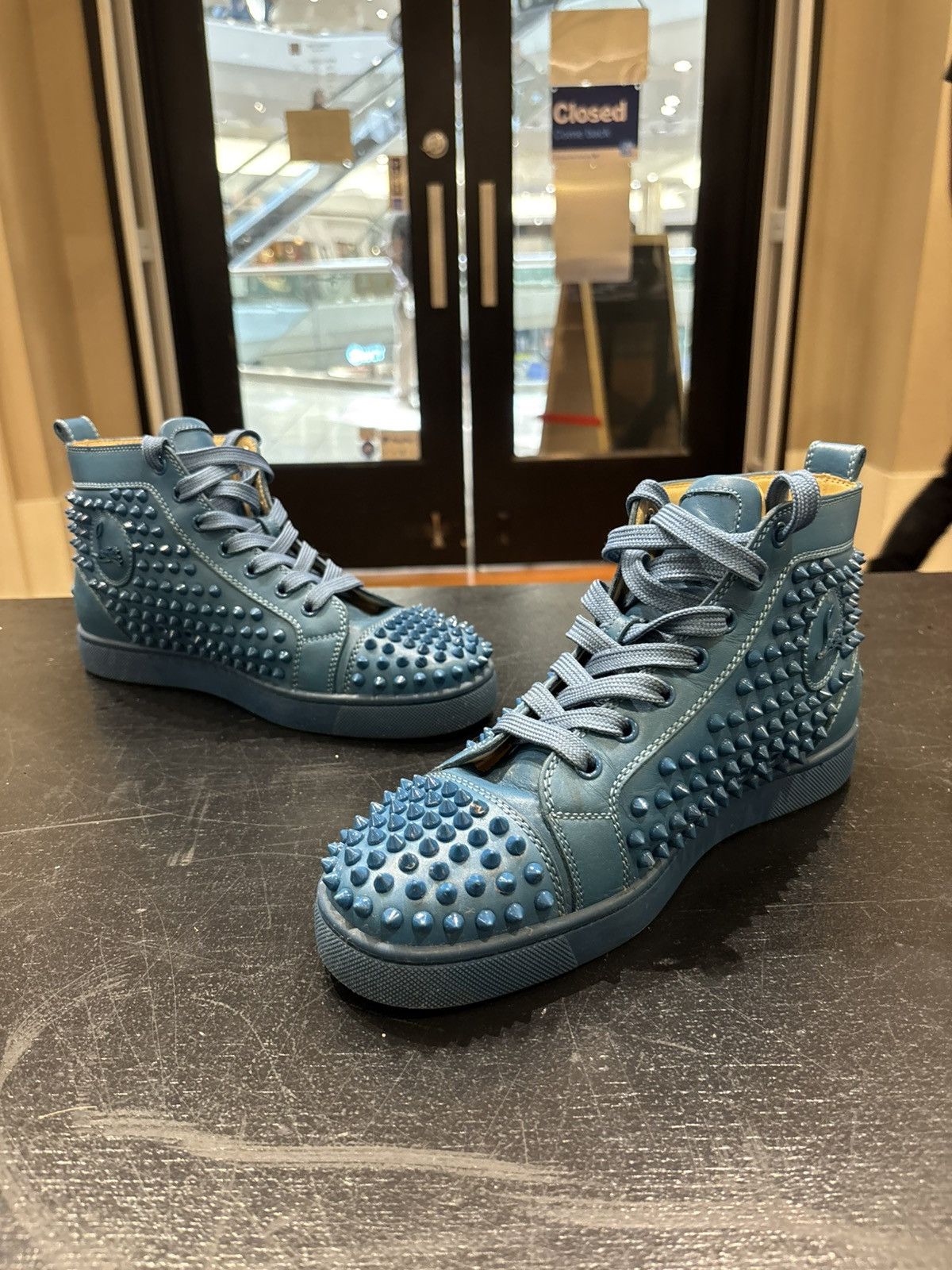 Christian Louboutin Christian Louboutin Spike Sneakers - Blue Size US 7 / EU 40 - 2 Thumbnail