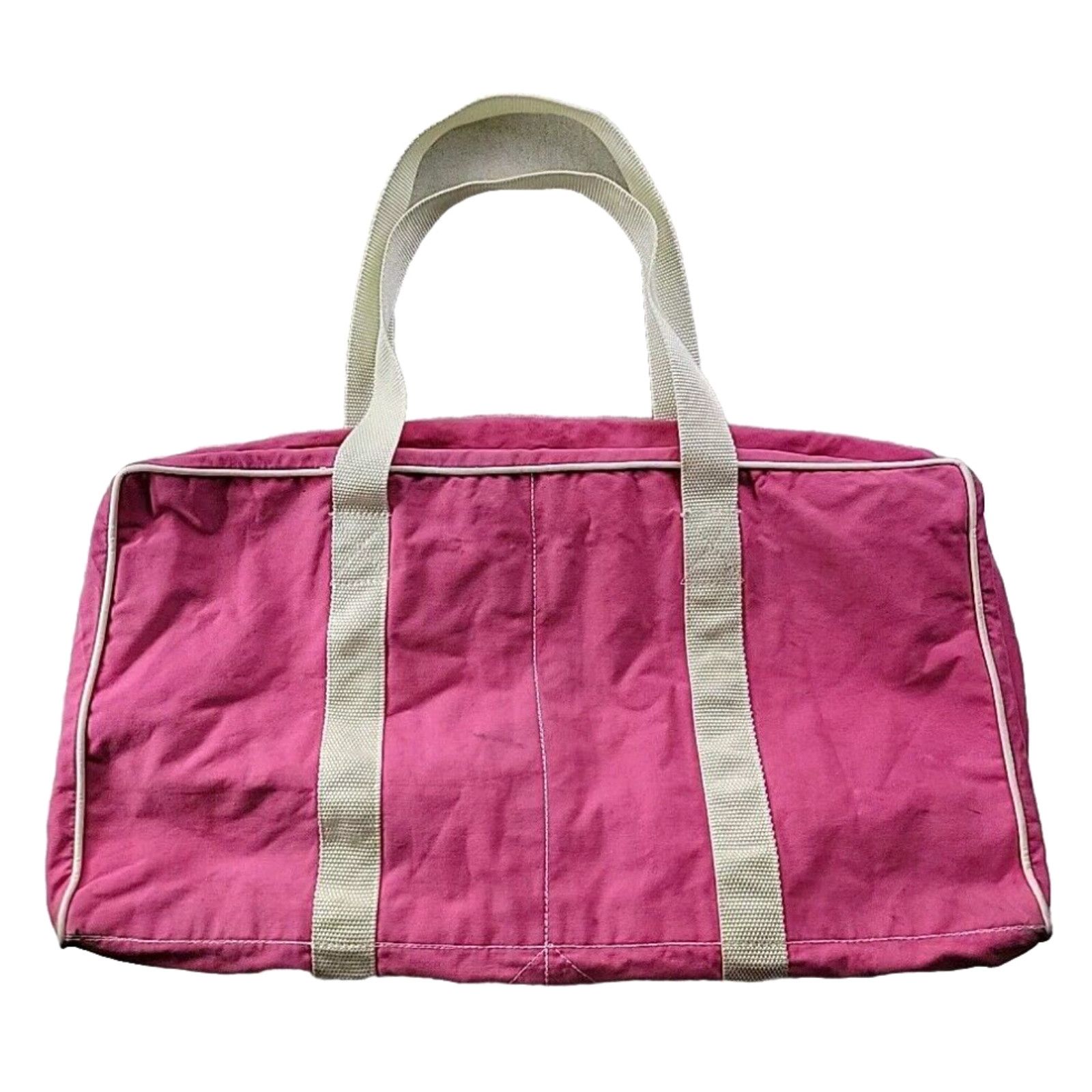 image of Vintage Norman Albury Sailmaker Lg Pink Full Zip Duffle Boating Durable Pockets Travel in White