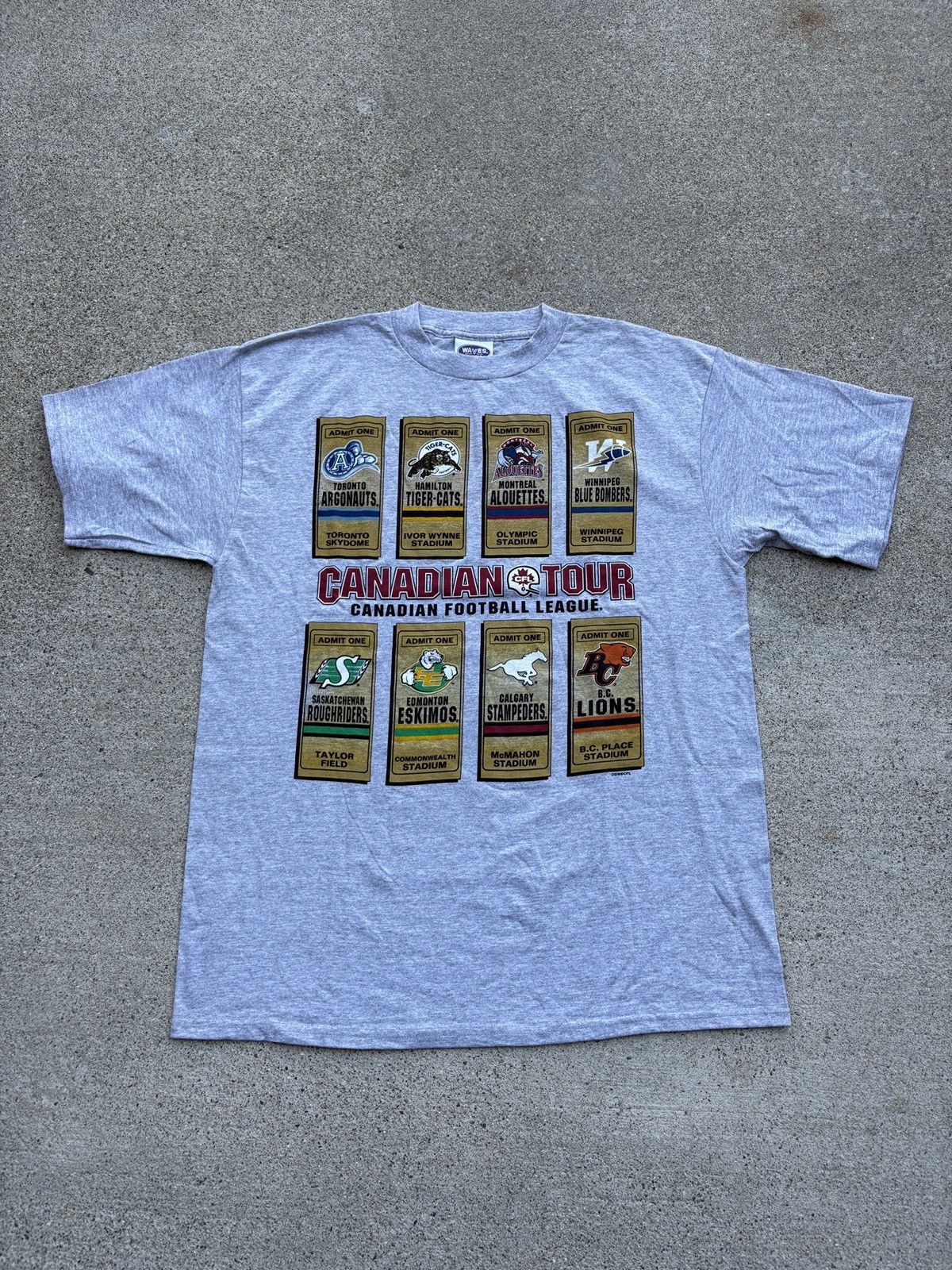 NFL Vintage 1995 Waves CFL “Canadian Tour” Grey T-Shirt Size XL Size US XL / EU 56 / 4 - 1 Thumbnail