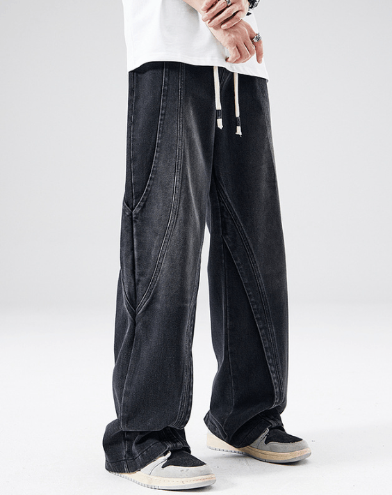 Japanese Brand × Jean Men's washed vintage straight loose drawstring jeans Size US 32 / EU 48 - 2 Thumbnail