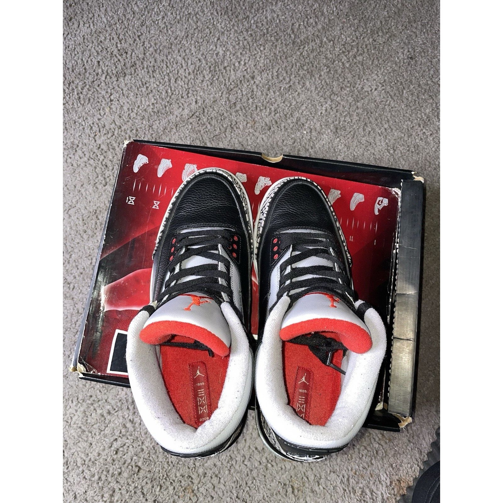 Nike Size 11.5- 08’ CDP Air Jordan 3 Black Cement Sole Swapped Size US 11.5 / EU 44-45 - 4 Thumbnail