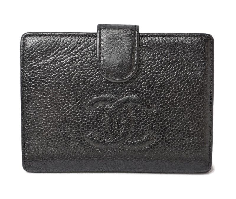 Chanel Chanel Chanel Caviar Skin Vintage Wallet Black Leather Short Wallet 2408m19-ch in Very Good Condition Size ONE SIZE - 1 Thumbnail