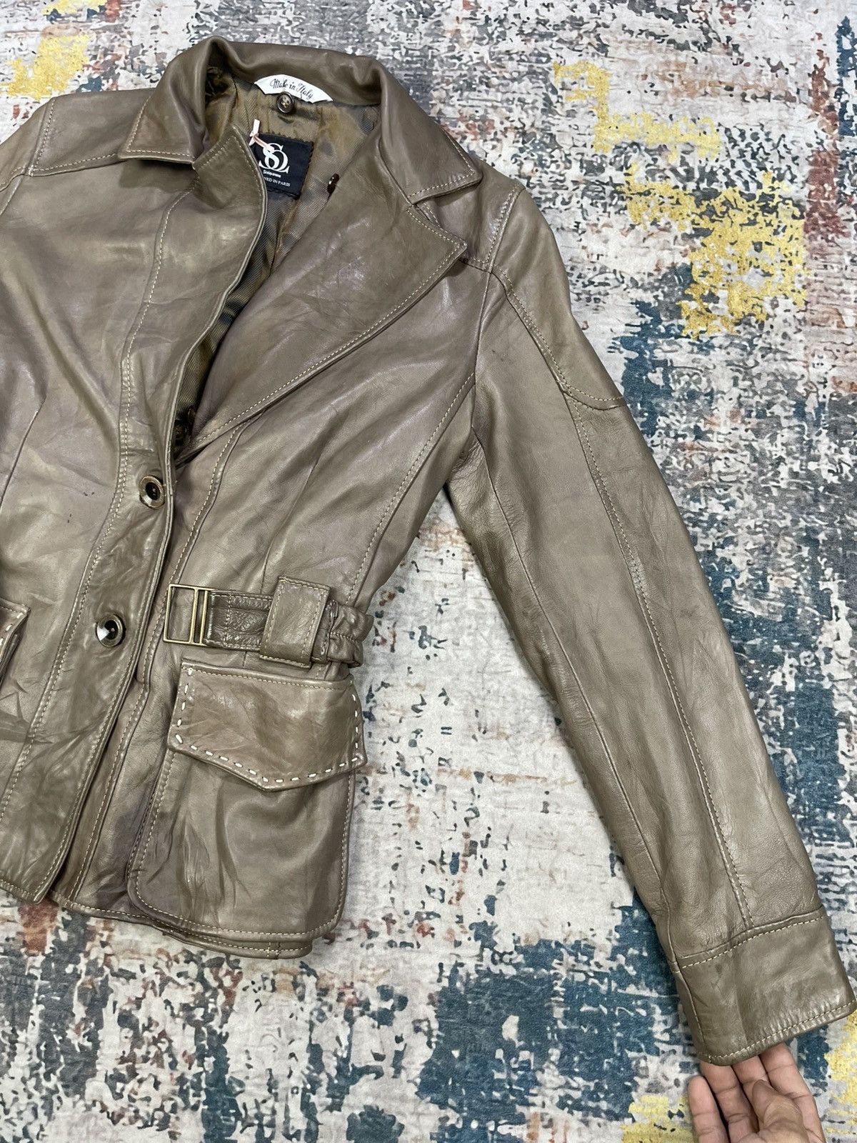If Six Was Nine Sinéquanone Sheepskin Racoon Fur Belted Leather Jacket Size XS / US 0-2 / IT 36-38 - 6 Thumbnail