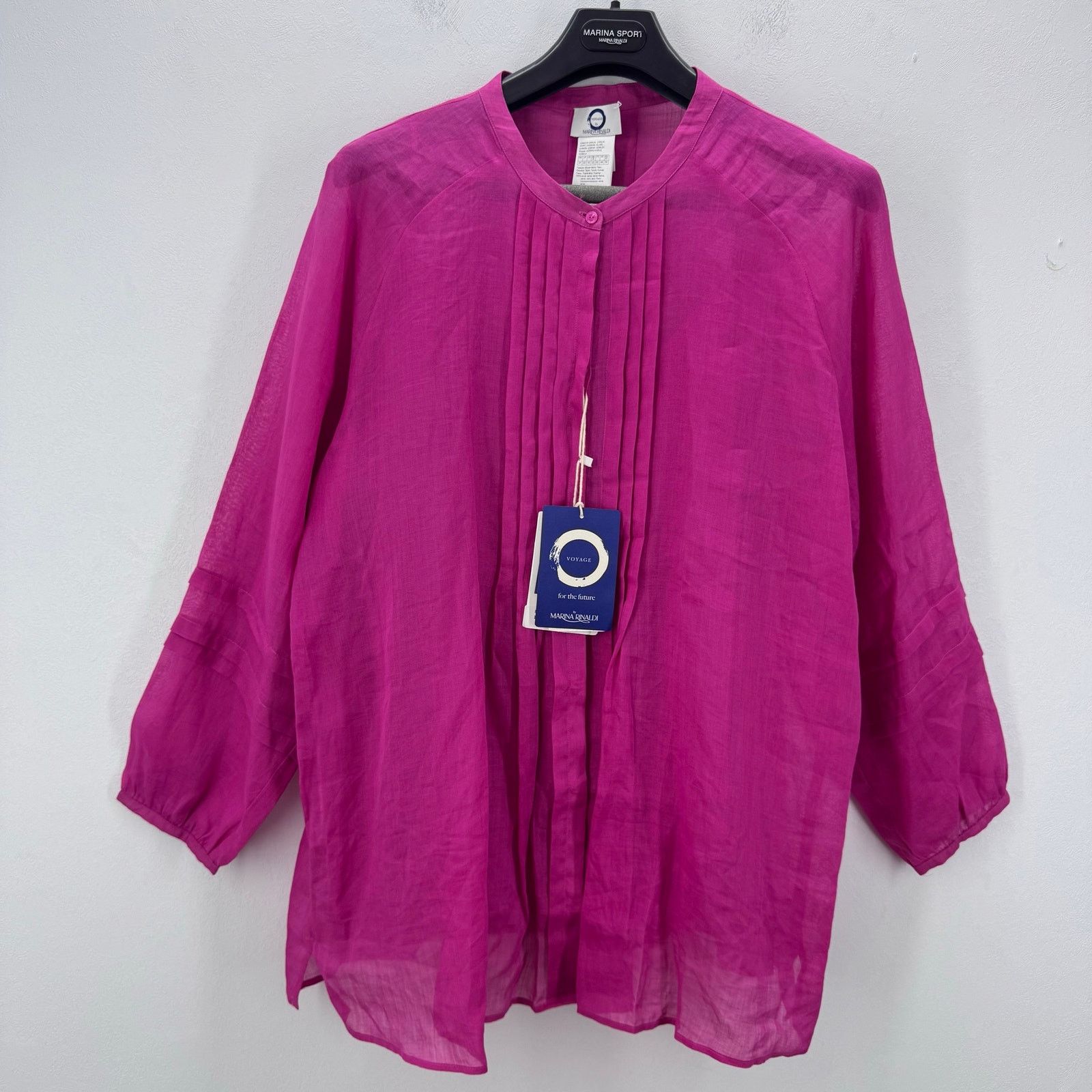 Marina Rinaldi Marina Rinaldi BOEMIA Ramie Long Sleeve Top Pink Magenta 18 Size XXL / US 16-18 / IT 52-54 - 1 Thumbnail