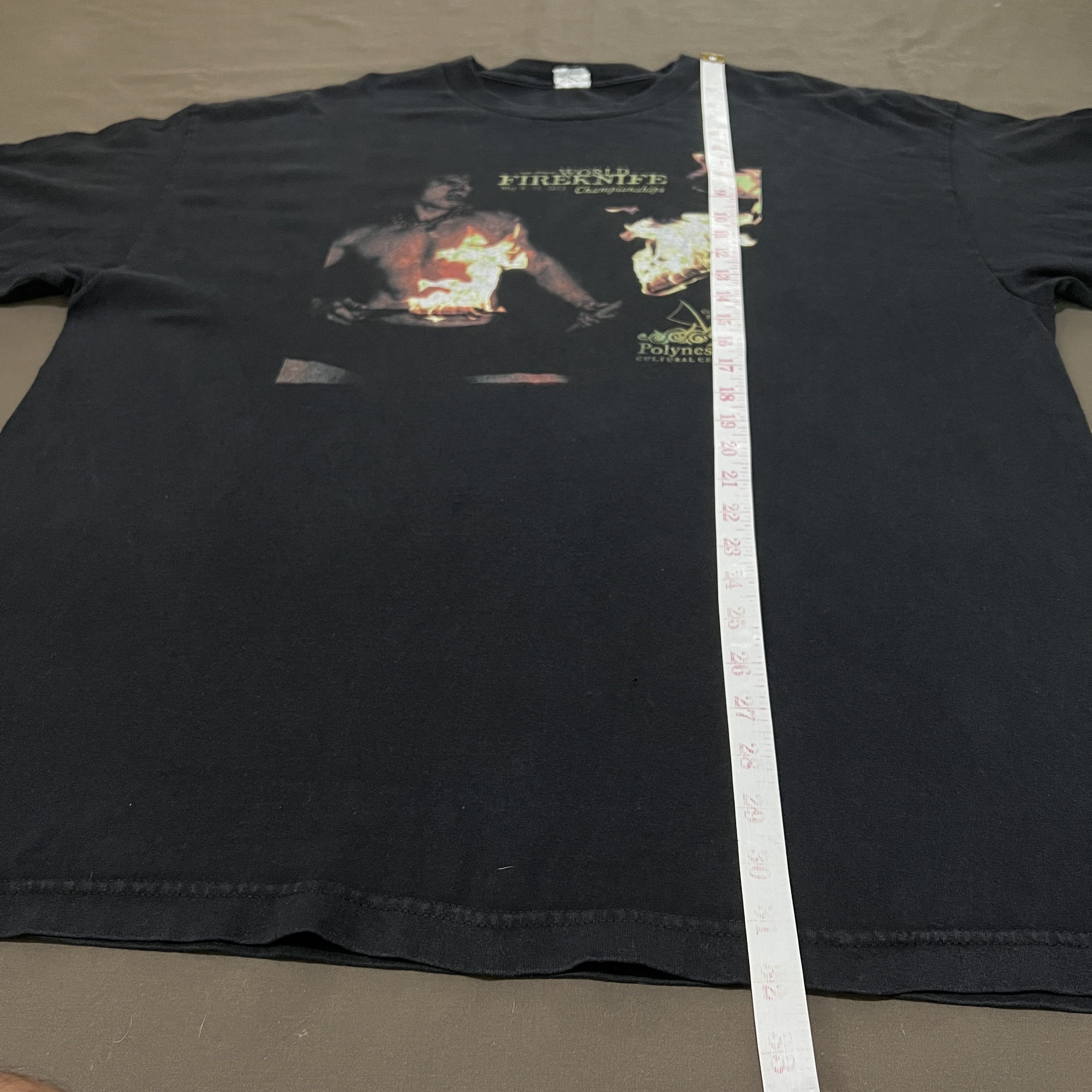 Vintage Y2K World fire knife 2XL Hawaiian warrior graphic streetwear Size US XXL / EU 58 / 5 - 7 Thumbnail