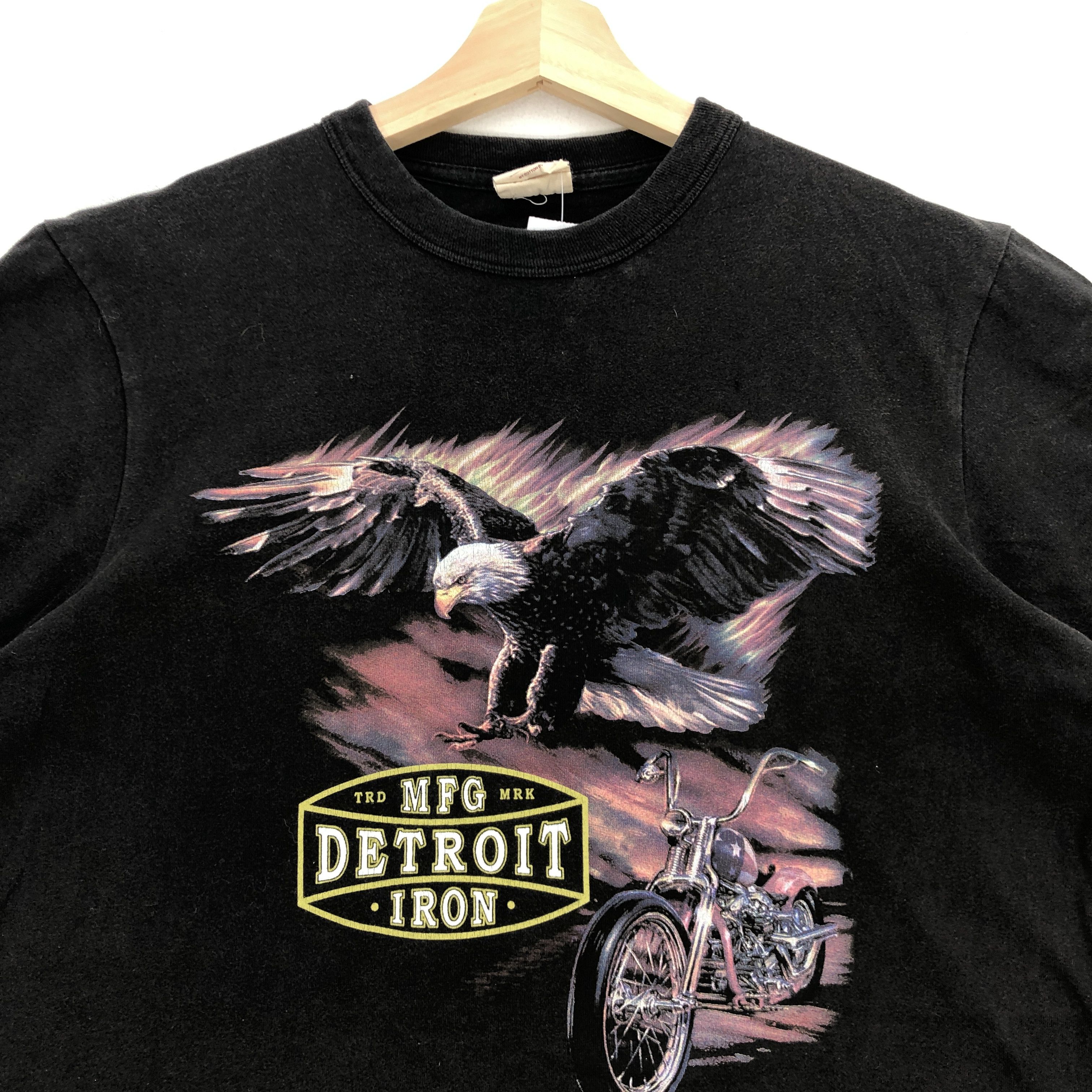 Vintage 90s MFG Detroid Iron T Shirt Chopper Racing Motorcycle Tees Size US S / EU 44-46 / 1 - 2 Thumbnail