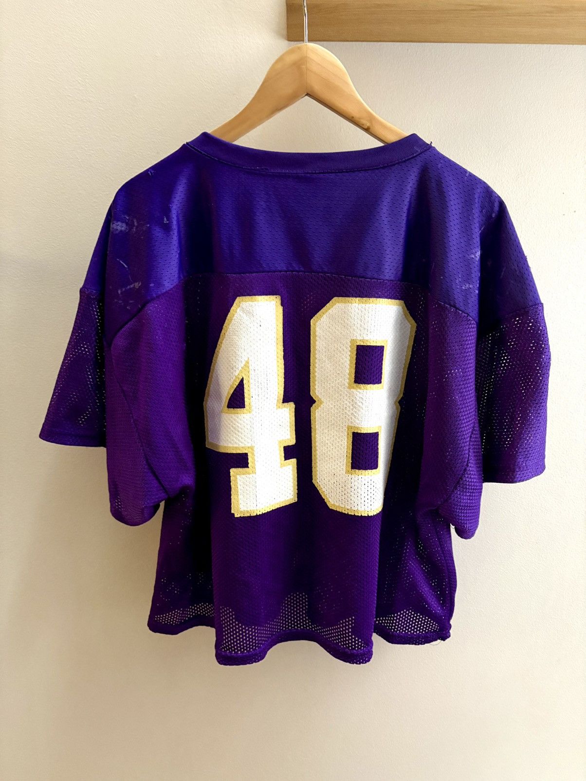 Vintage Sports Belle VTG 90s purple mesh NO. 48 football jersey L/XL Size US L / EU 52-54 / 3 - 2 Thumbnail