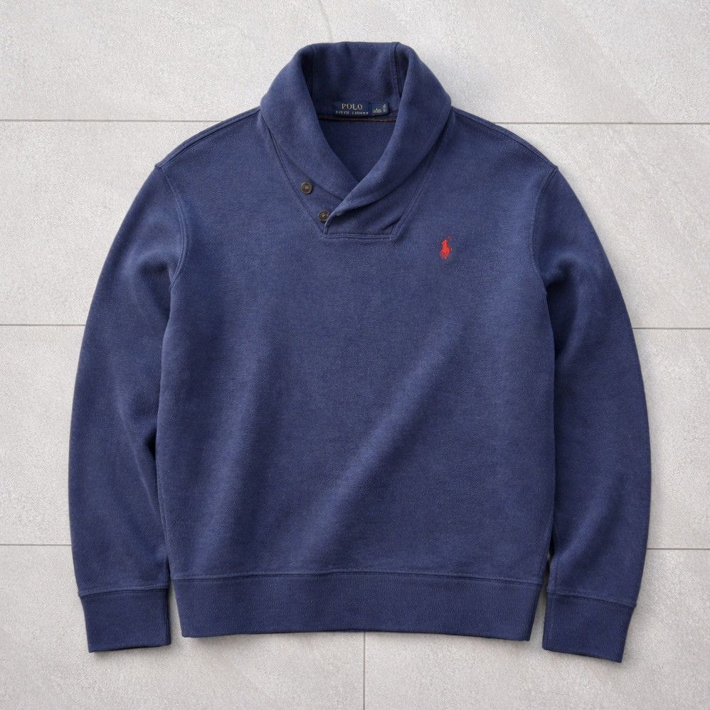 Polo Ralph Lauren Polo Ralph Lauren Navy Blue Shawl Collar Pullover Sweater Size US L / EU 52-54 / 3 - 2 Thumbnail