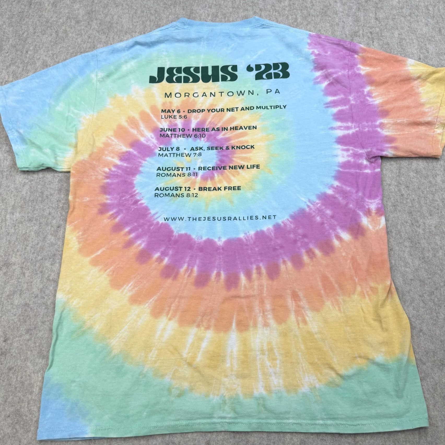 Port & Company Port & Company Shirt Mens Large Tie Dye Jesus '23 Morgantown PA Rally Event Tee Size US L / EU 52-54 / 3 - 6 Thumbnail